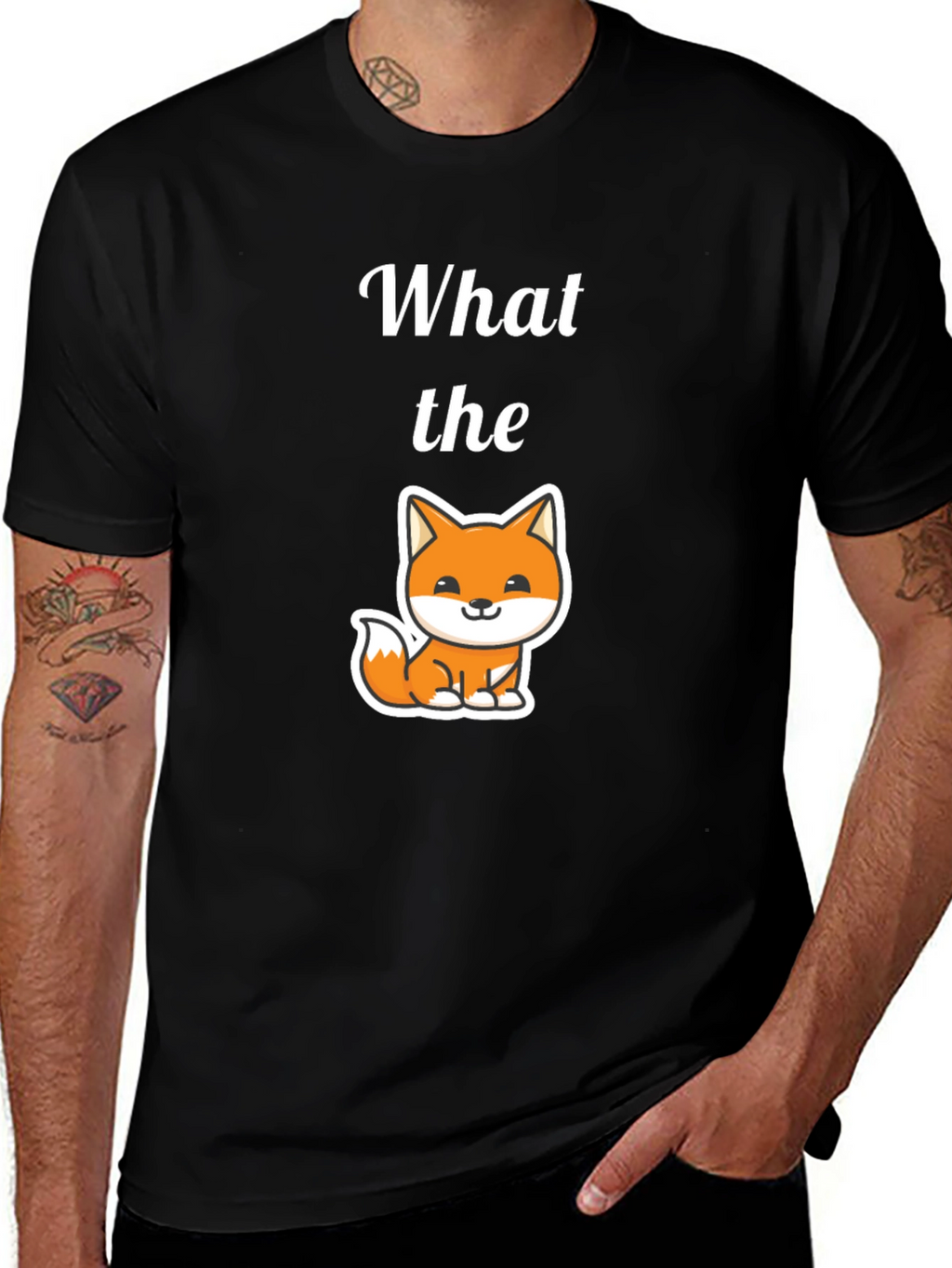 What the Fox T-Shirt Mens Black Tee