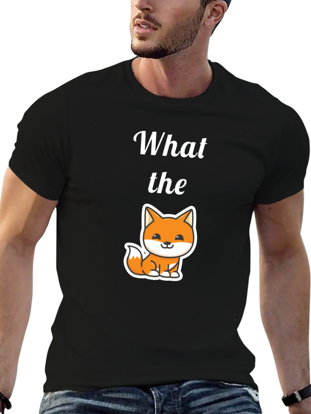 What the Fox T-Shirt Mens Black Tee
