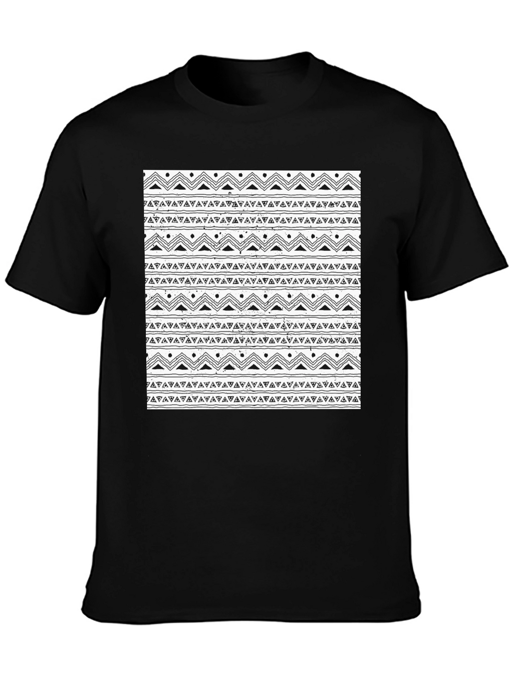 Black Tee with Tribal Pattern