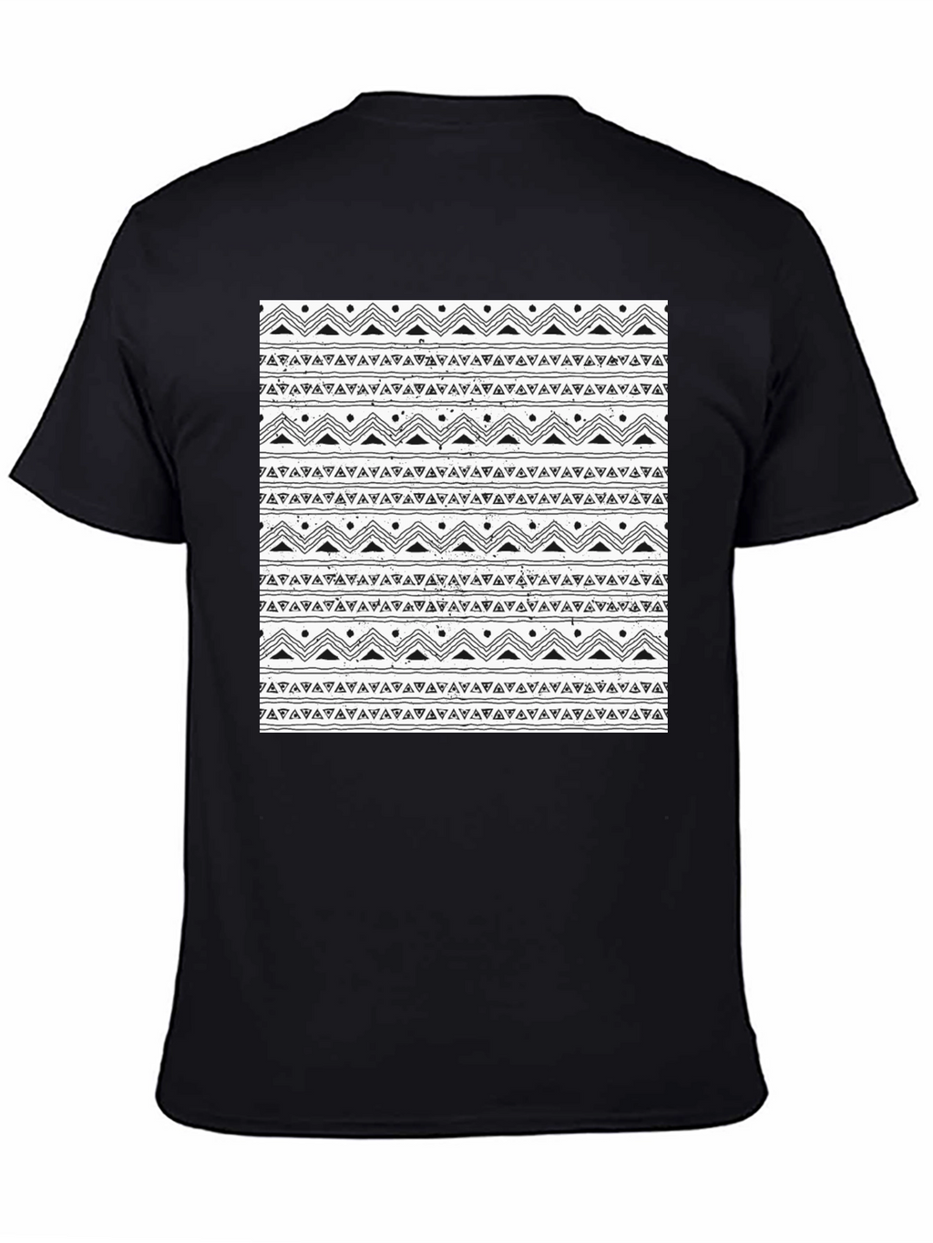 Black Tee with Tribal Pattern