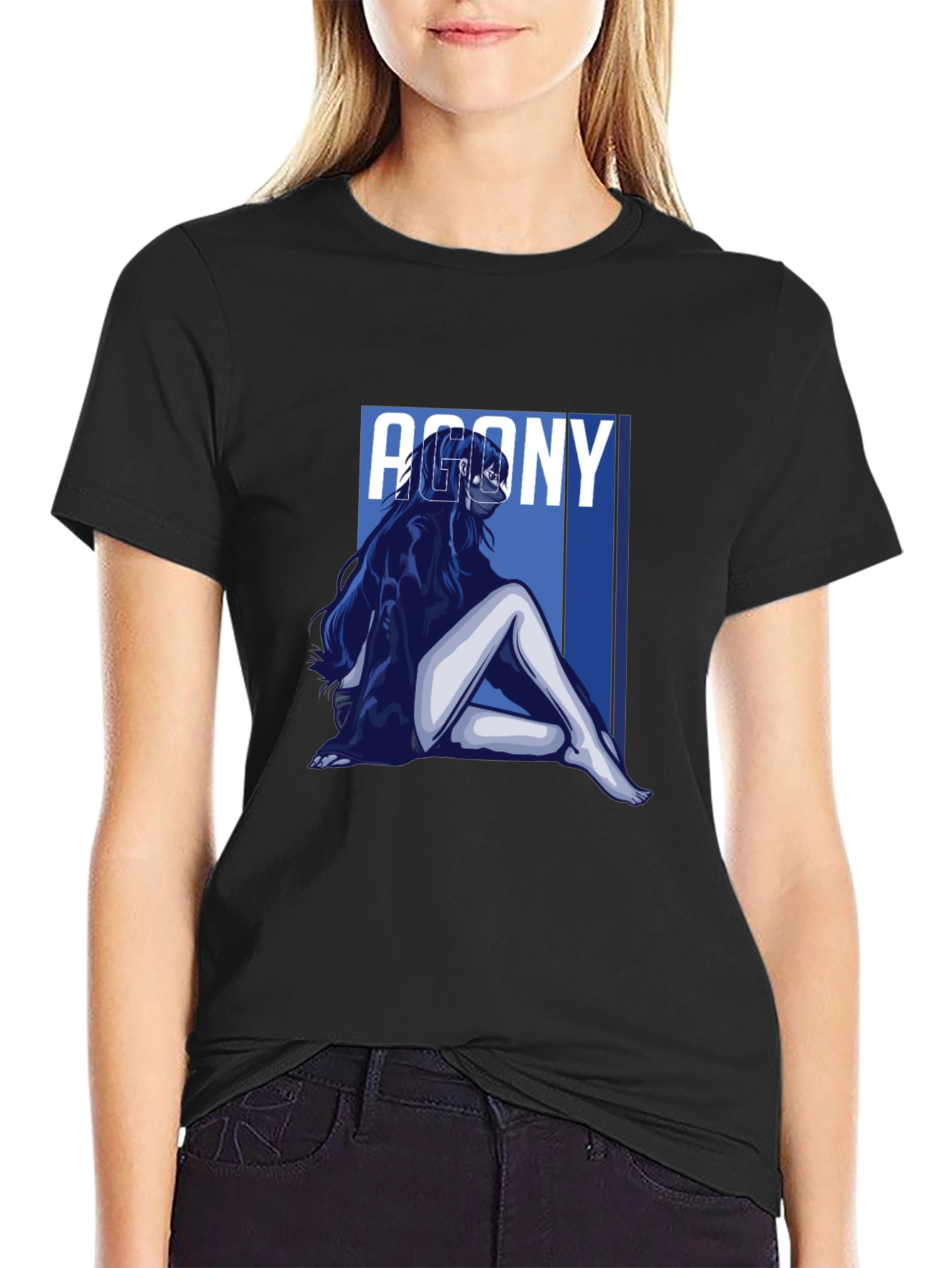 Agony Graphic T-Shirt - Black Short Sleeve Crew Neck Tee