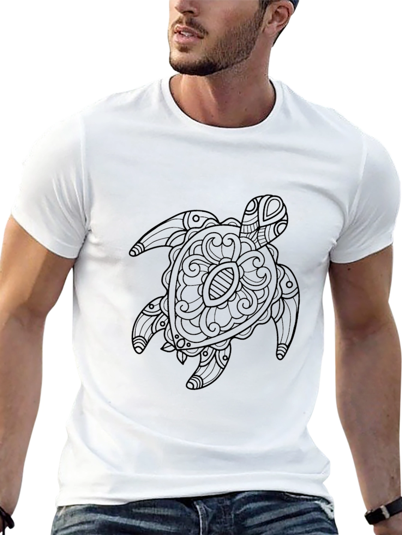 Black Turtle Graphic Tee - Stylish Sea Life Design