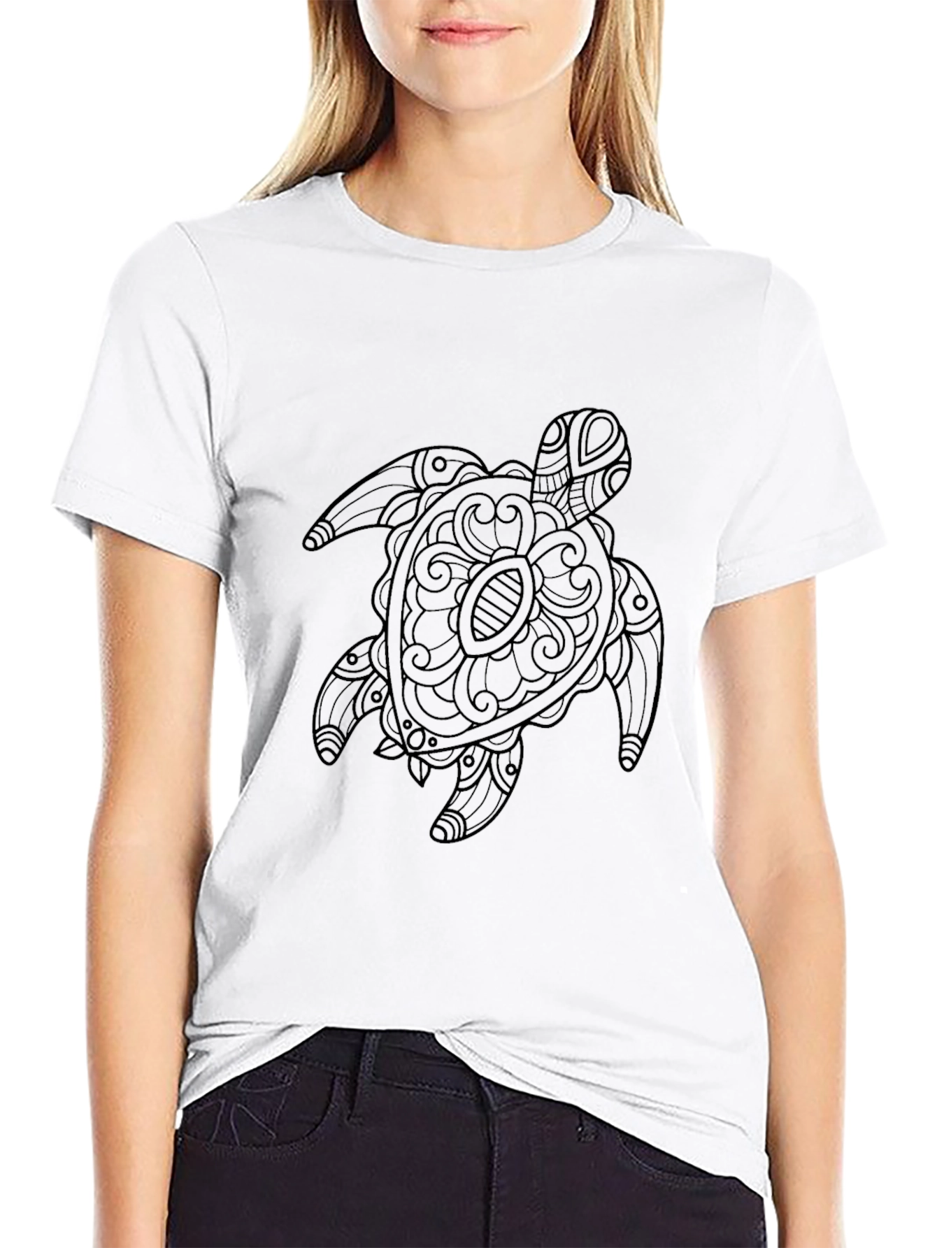 Black Turtle Graphic Tee - Stylish Sea Life Design