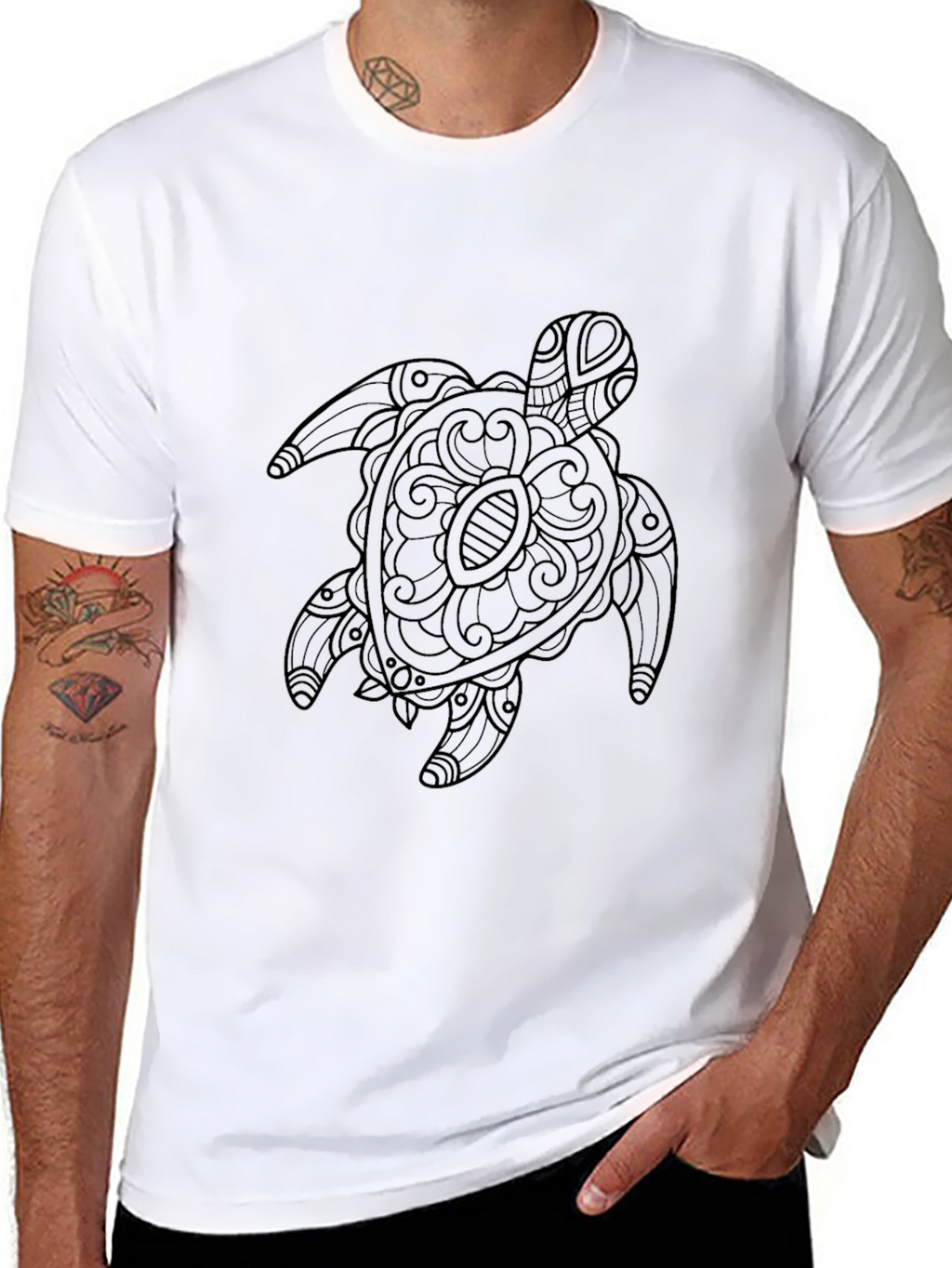 Black Turtle Graphic Tee - Stylish Sea Life Design