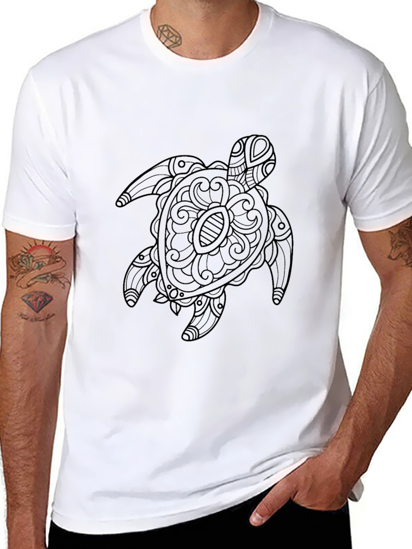 Black Turtle Graphic Tee - Stylish Sea Life Design