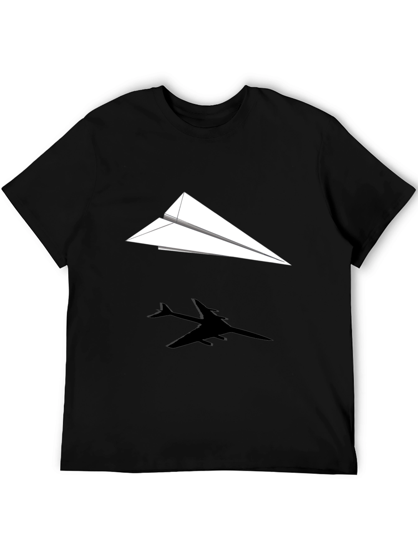 Paper Airplane Graphic Tee - Black Casual Shirt