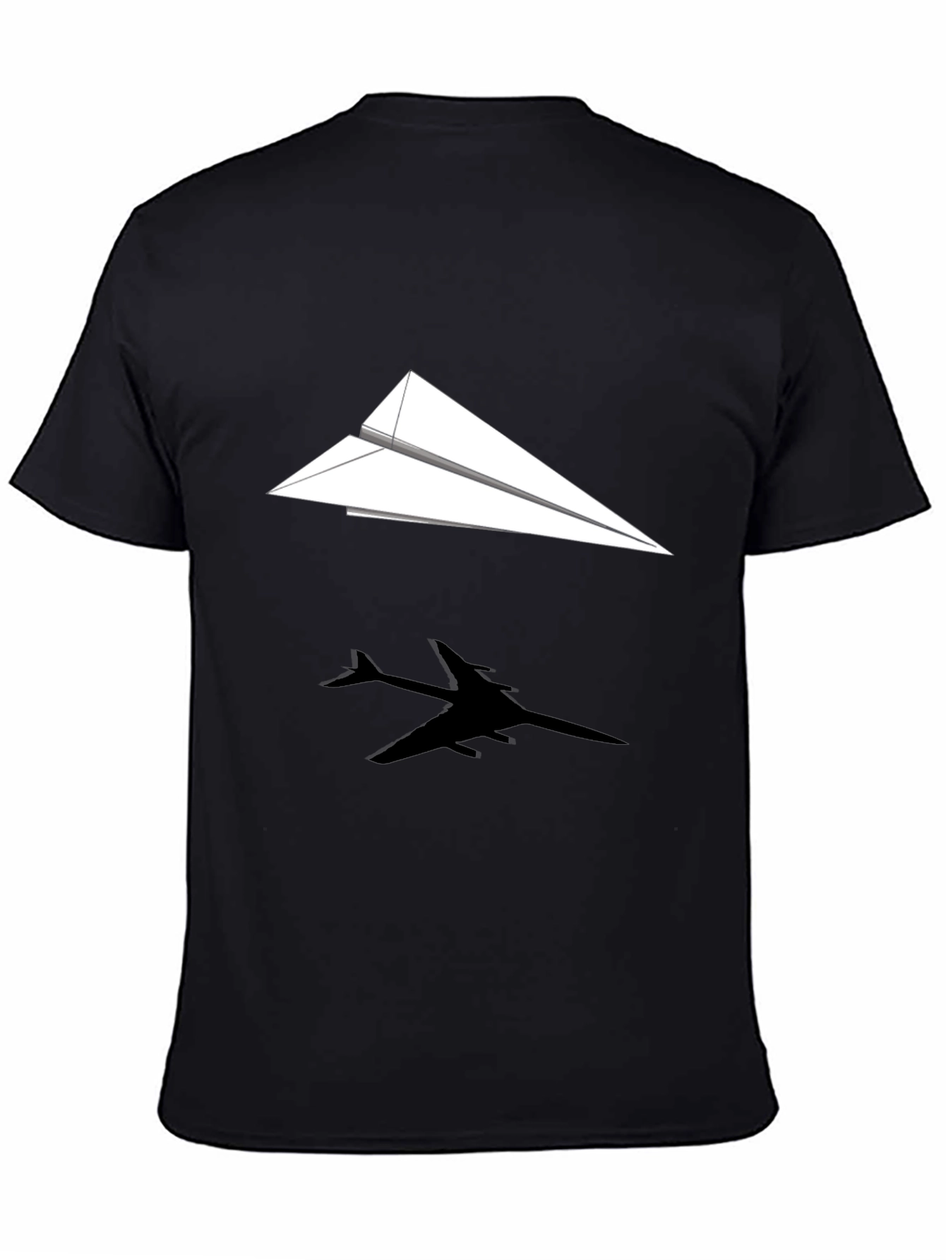 Paper Airplane Graphic Tee - Black Casual Shirt