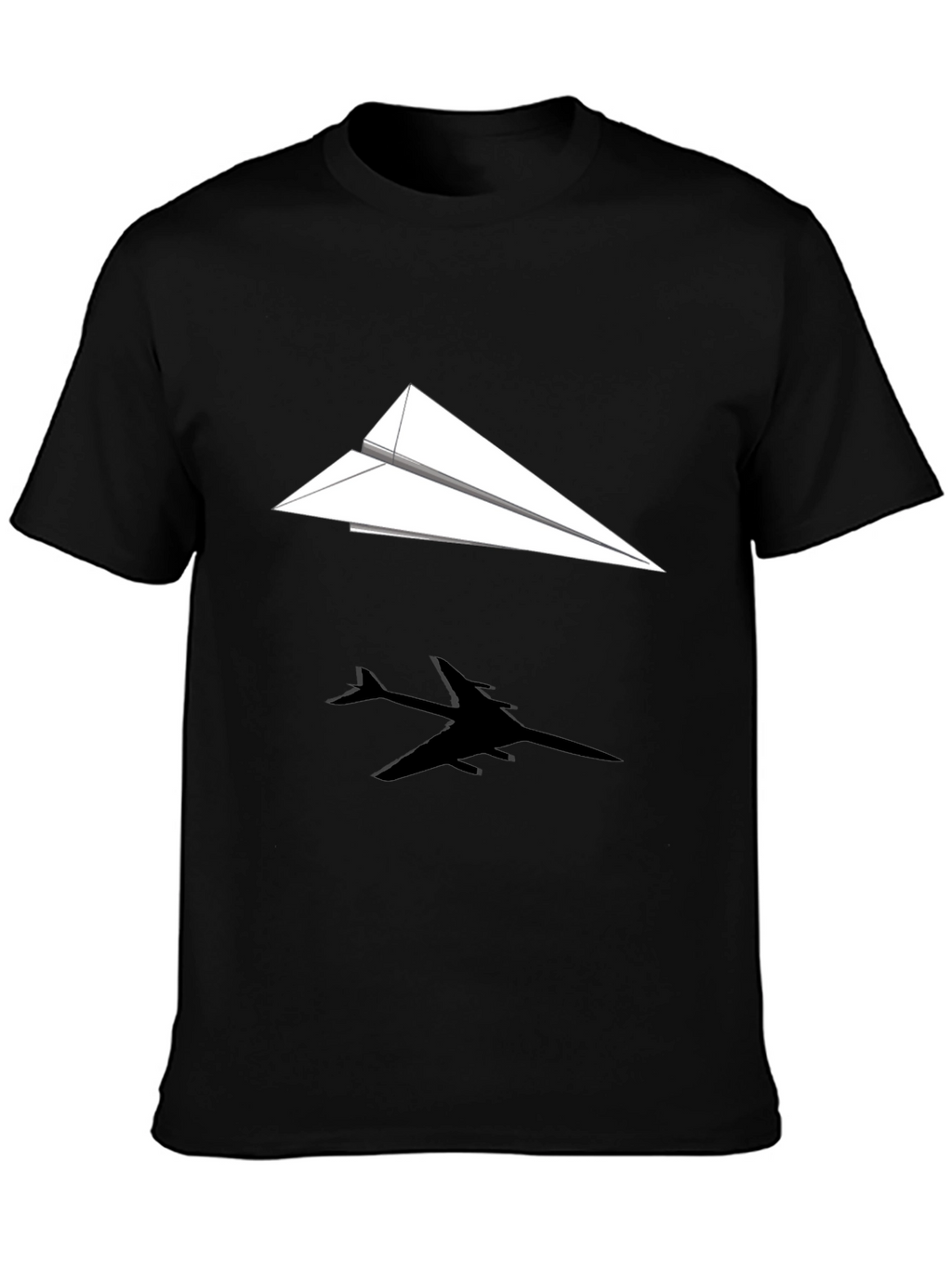 Paper Airplane Graphic Tee - Black Casual Shirt