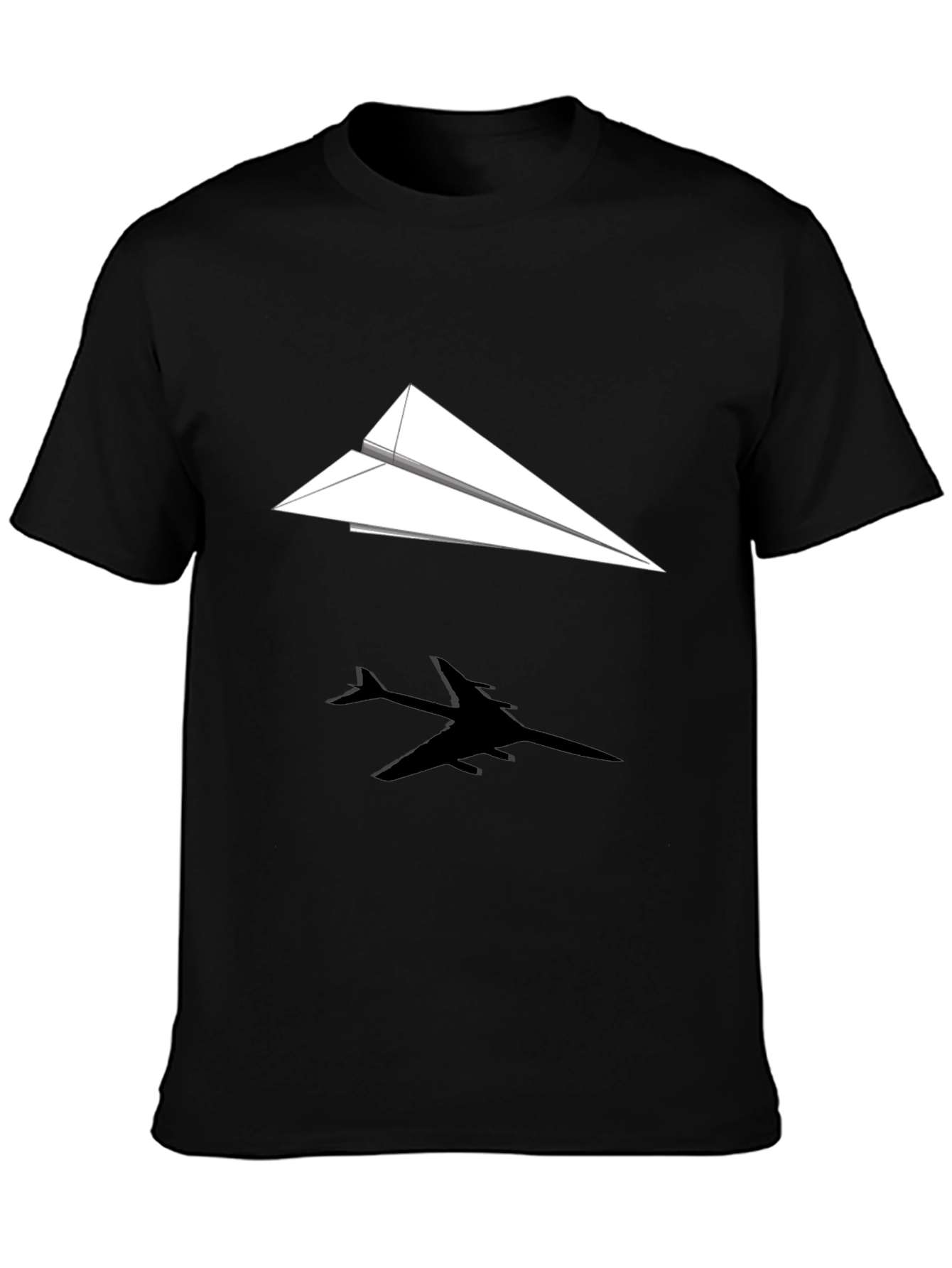 Paper Airplane Graphic Tee - Black Casual Shirt