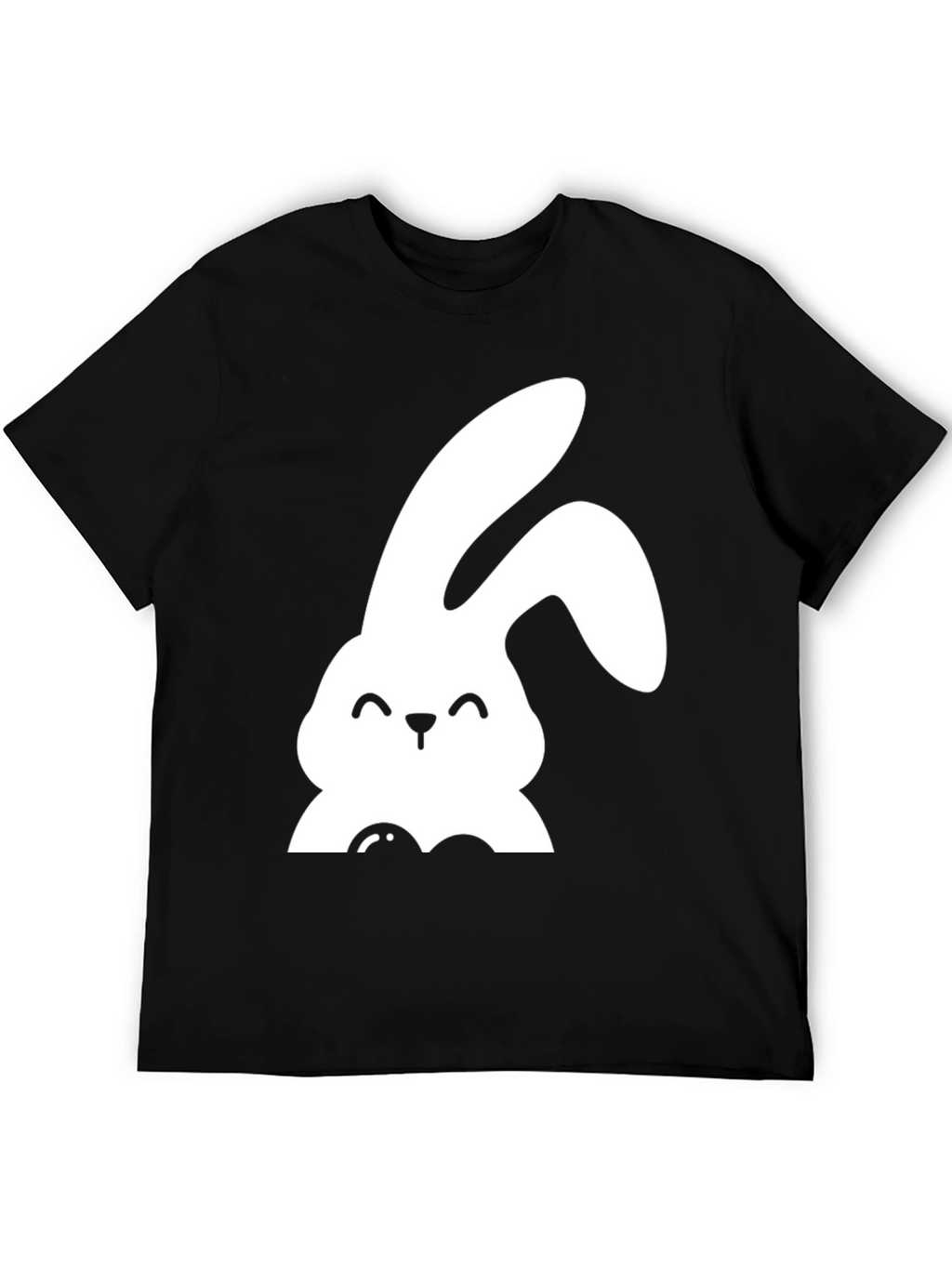 Cute Bunny Graphic Tee - Black Cotton Shirt
