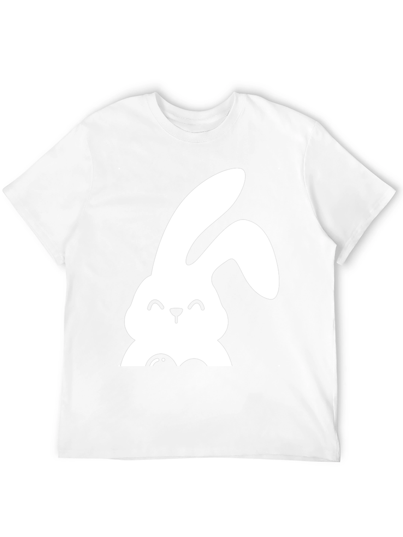 Cute Bunny Graphic Tee - Black Cotton Shirt