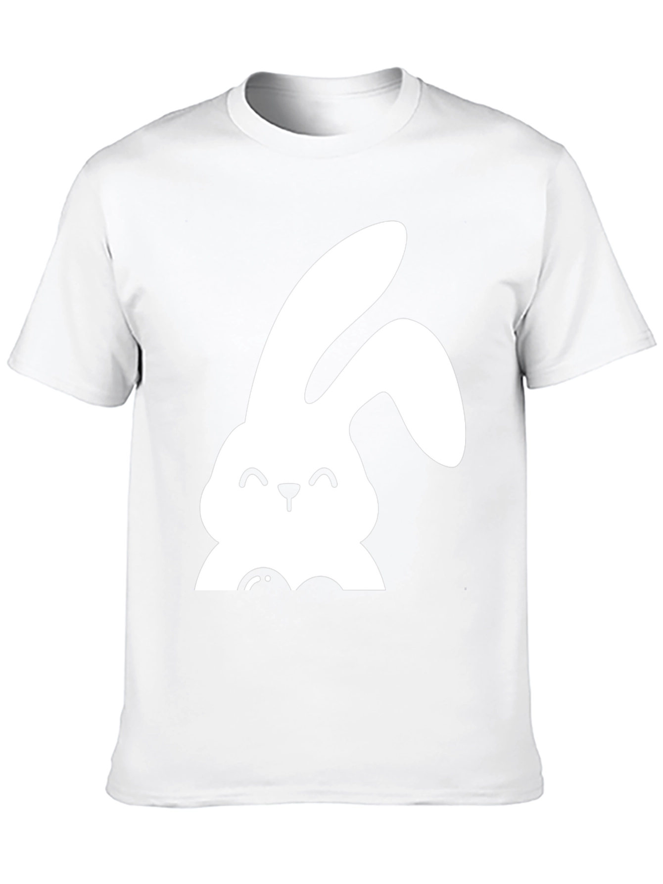 Cute Bunny Graphic Tee - Black Cotton Shirt