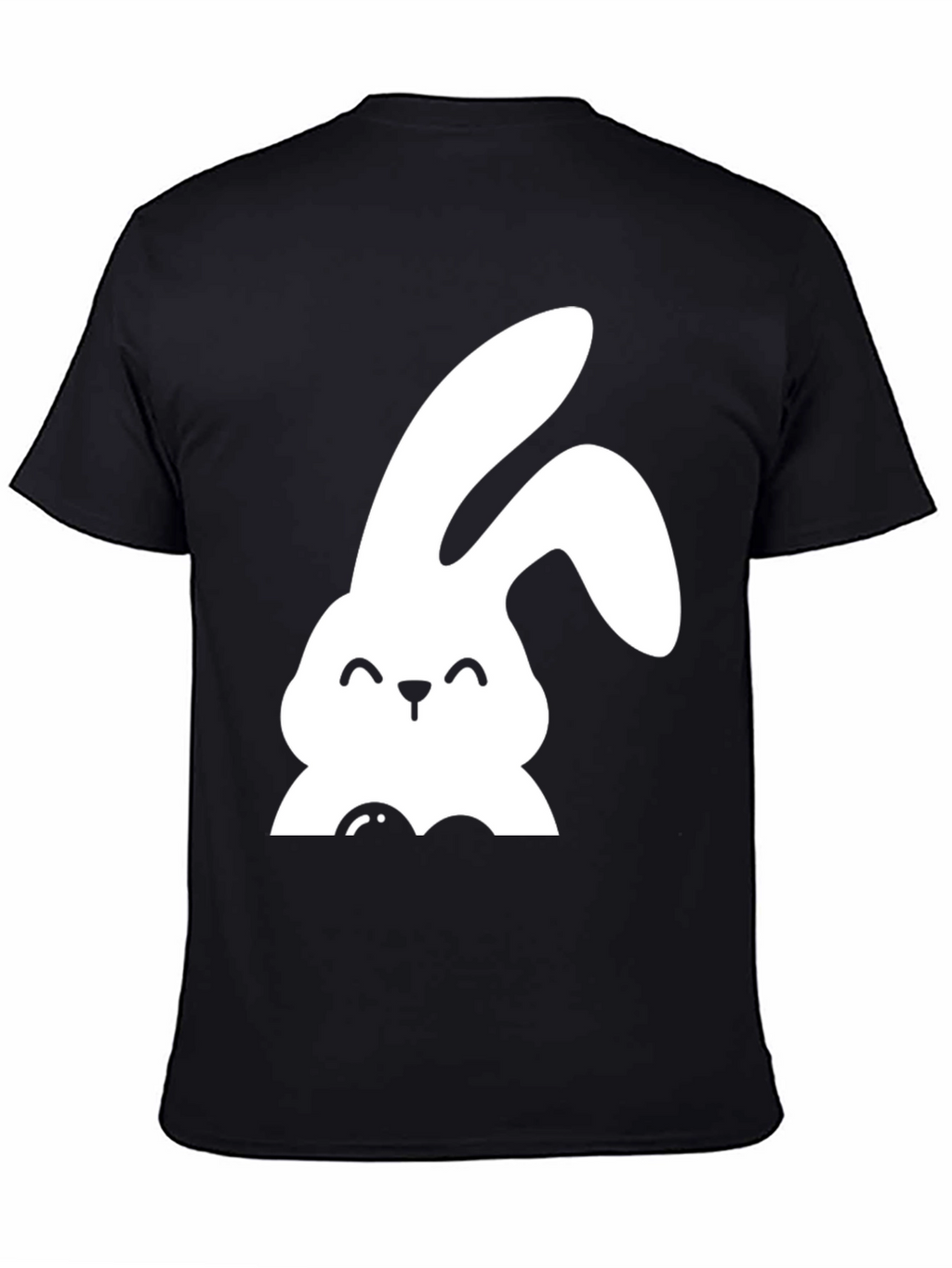 Cute Bunny Graphic Tee - Black Cotton Shirt