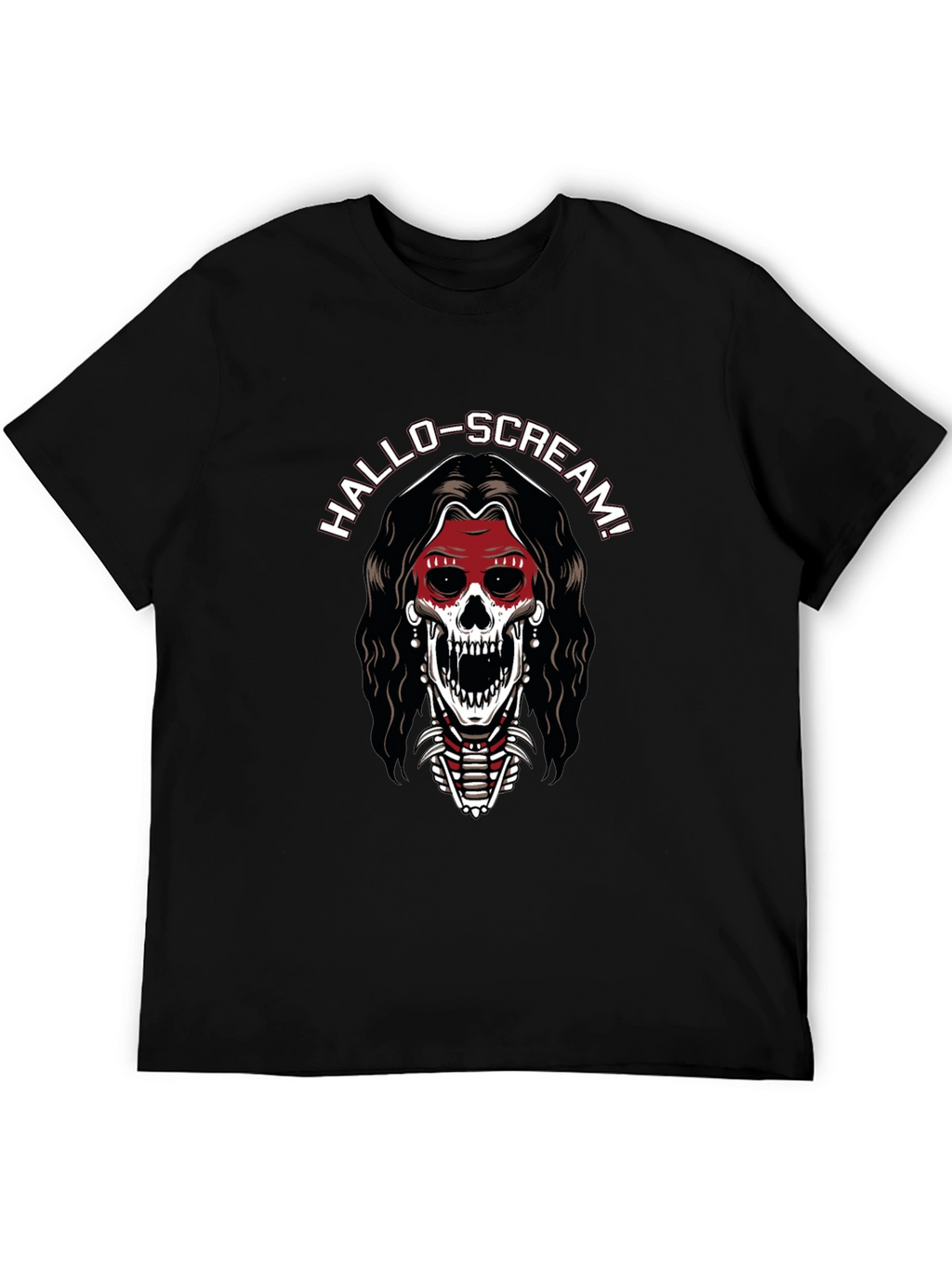 Hallo-Scream Skeleton Graphic T-Shirt