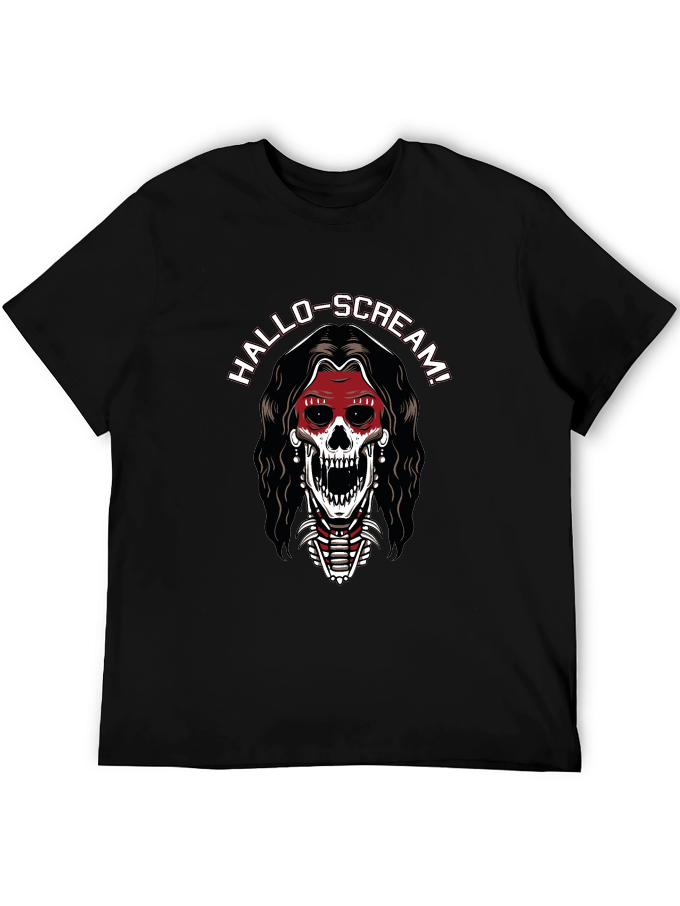 Hallo-Scream Skeleton Graphic T-Shirt