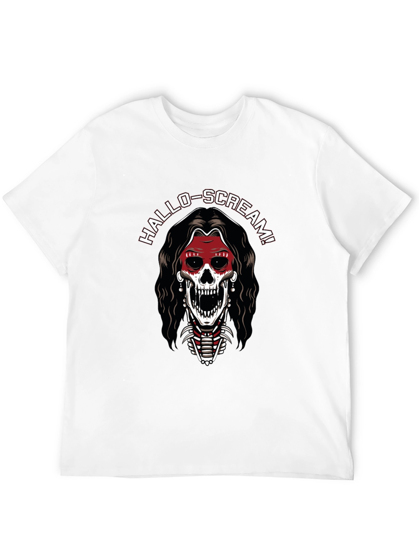 Hallo-Scream Skeleton Graphic T-Shirt