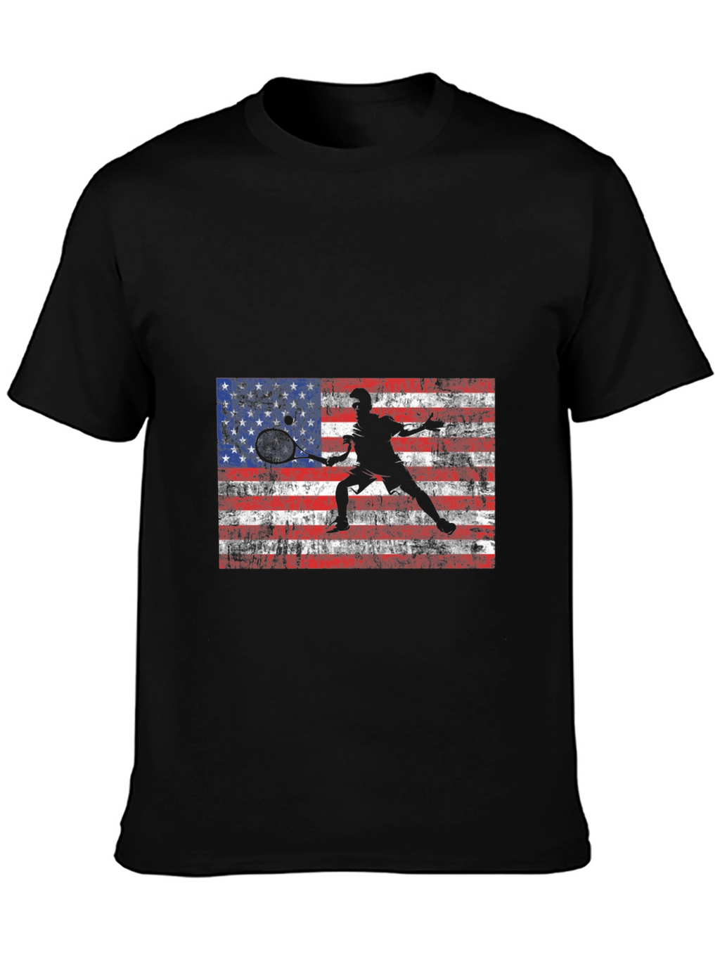 USA Flag Tennis Graphic Tee - Patriotic Style