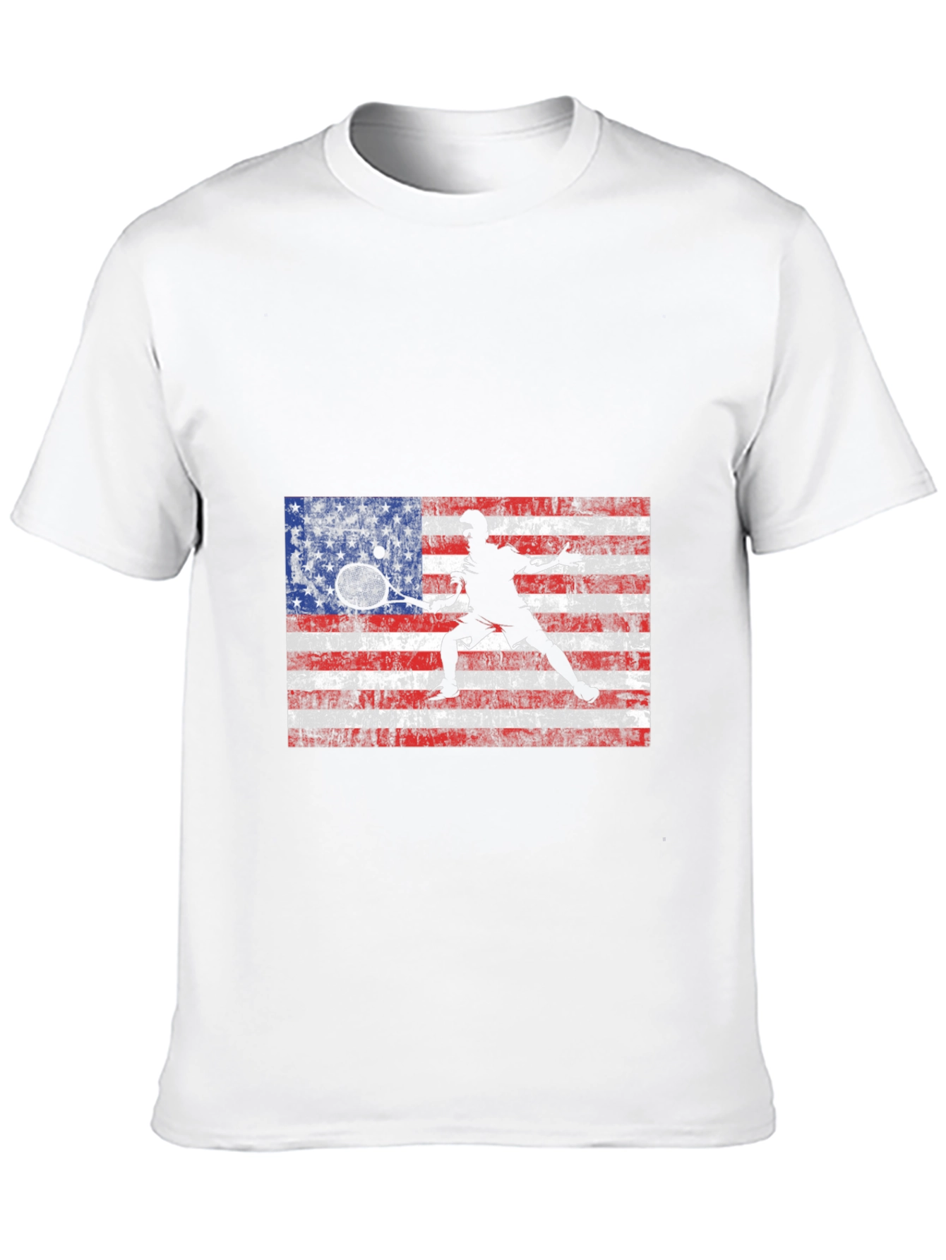USA Flag Tennis Graphic Tee - Patriotic Style
