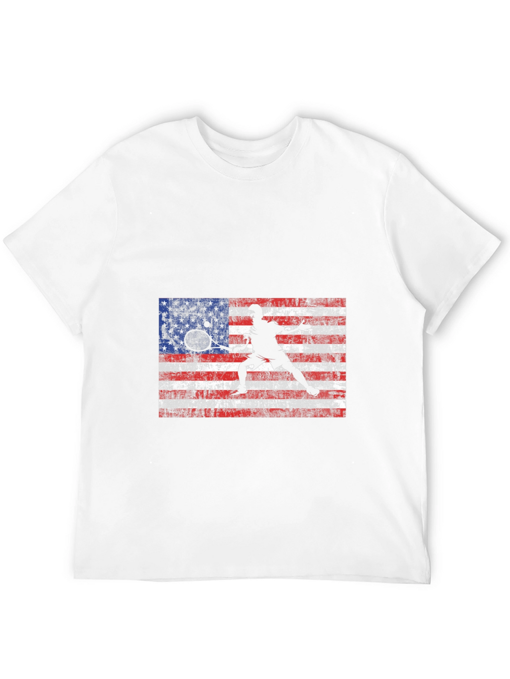 USA Flag Tennis Graphic Tee - Patriotic Style