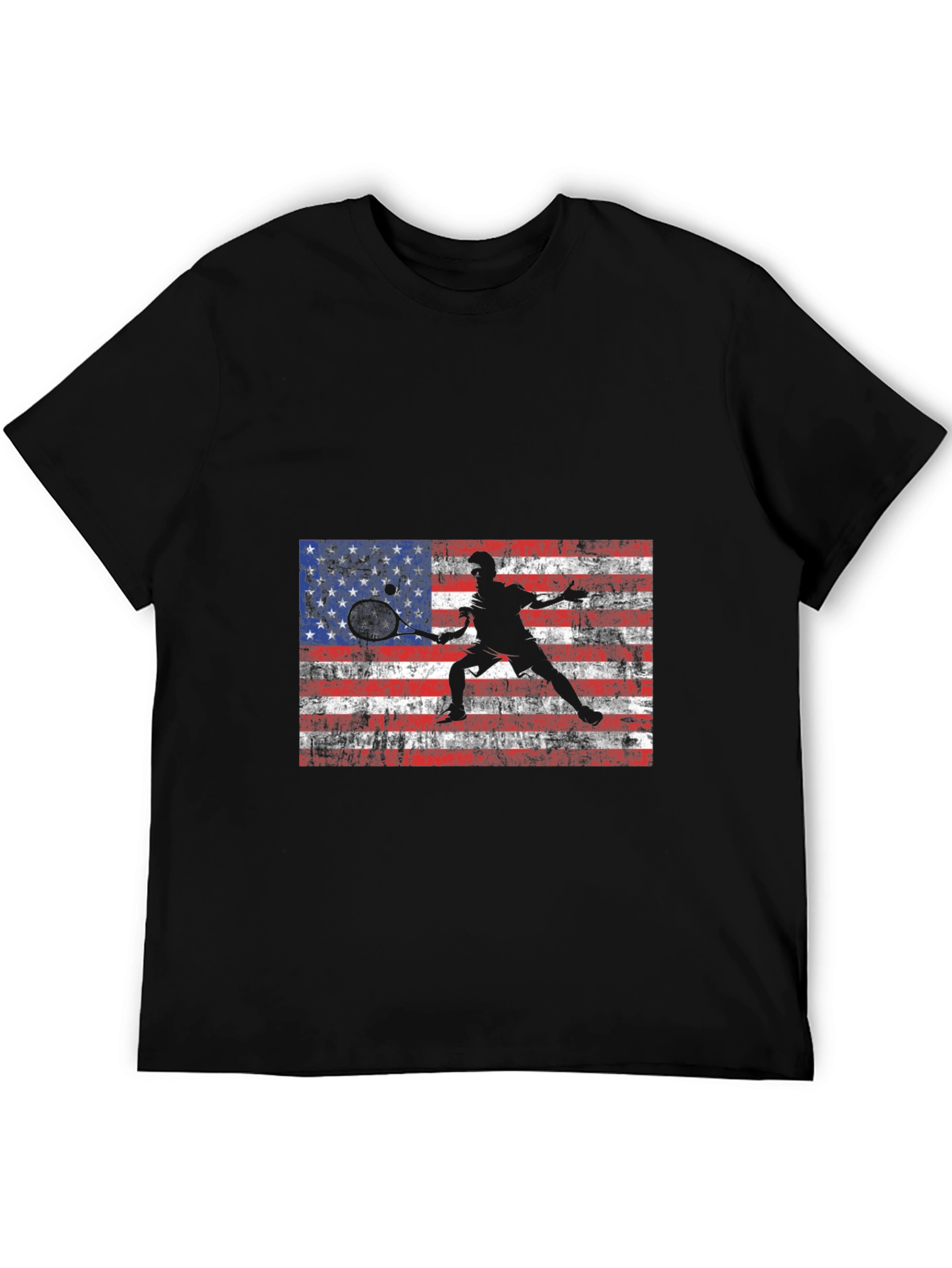 USA Flag Tennis Graphic Tee - Patriotic Style