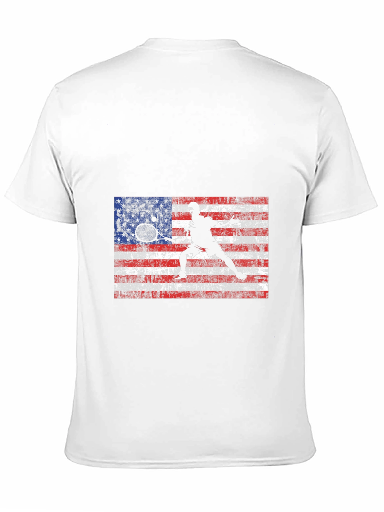 USA Flag Tennis Graphic Tee - Patriotic Style