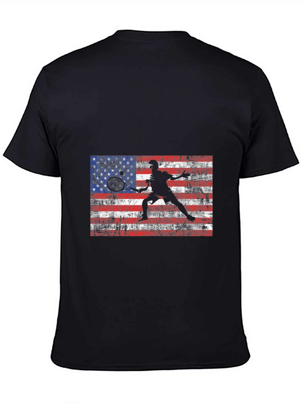 USA Flag Tennis Graphic Tee - Patriotic Style