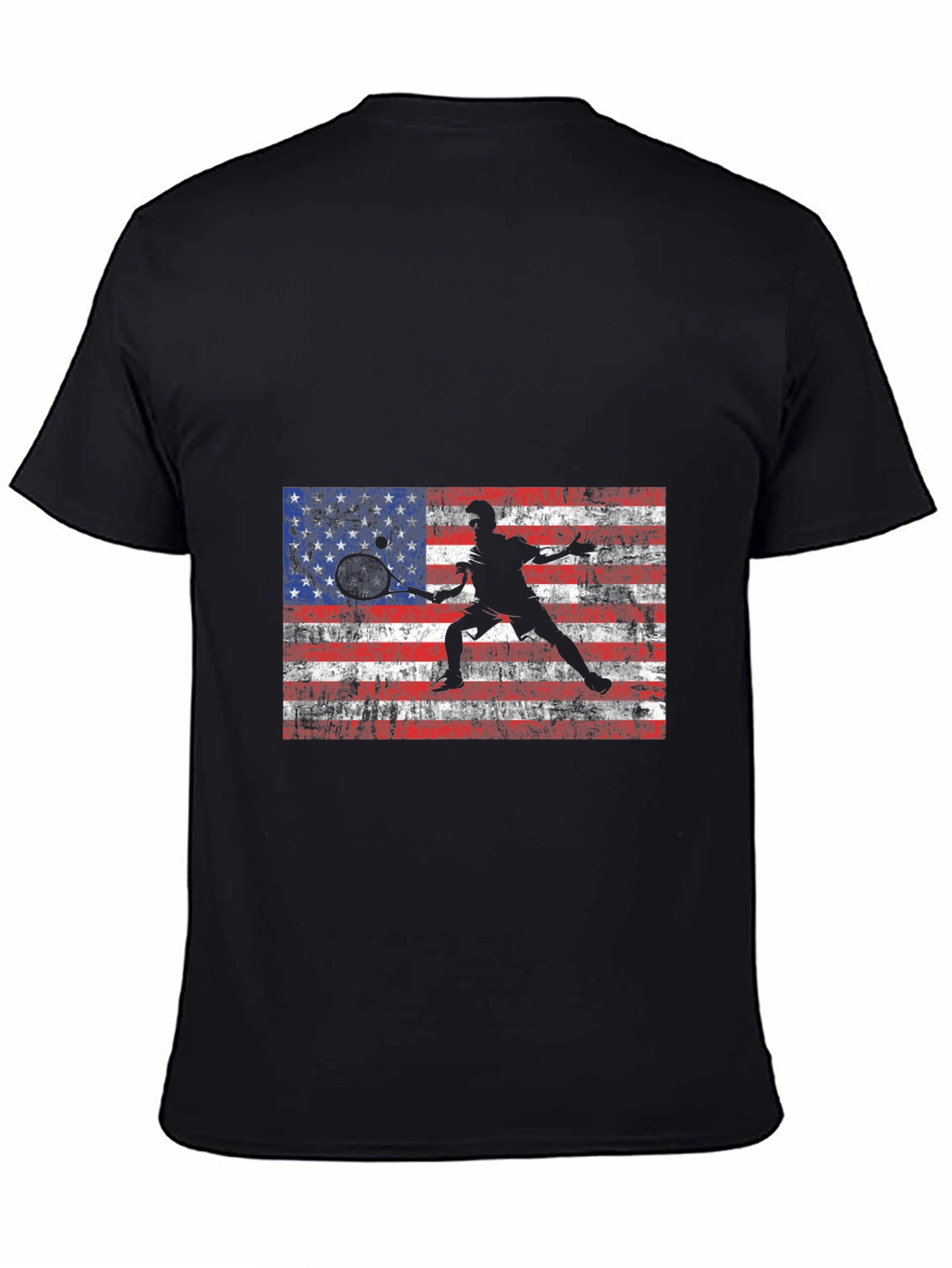 USA Flag Tennis Graphic Tee - Patriotic Style