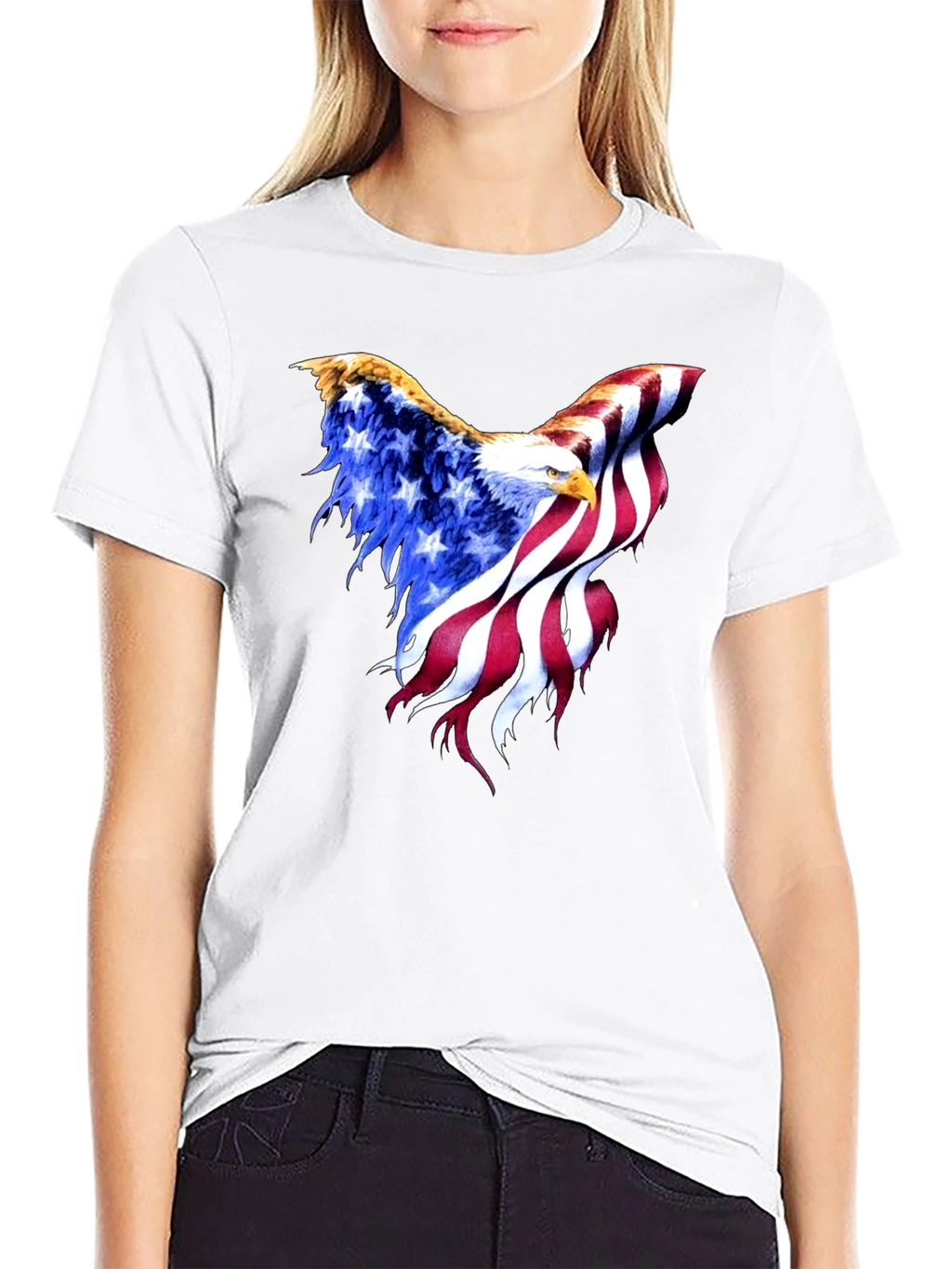 American Flag Eagle Black T-Shirt