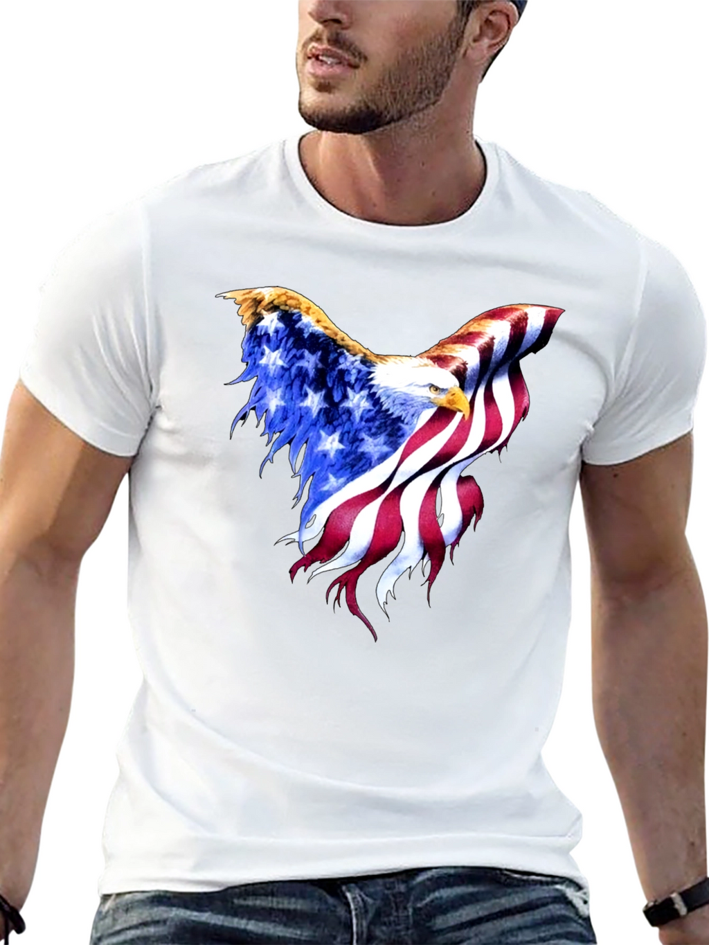 American Flag Eagle Black T-Shirt