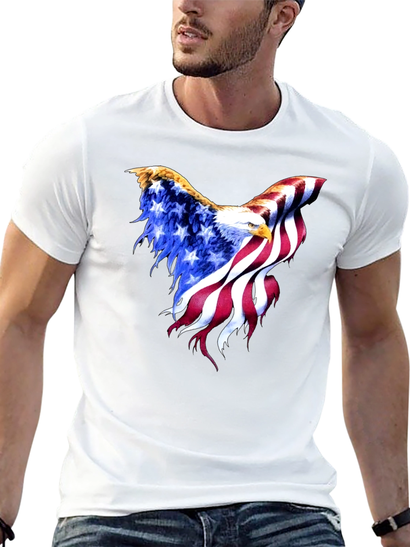 American Flag Eagle Black T-Shirt
