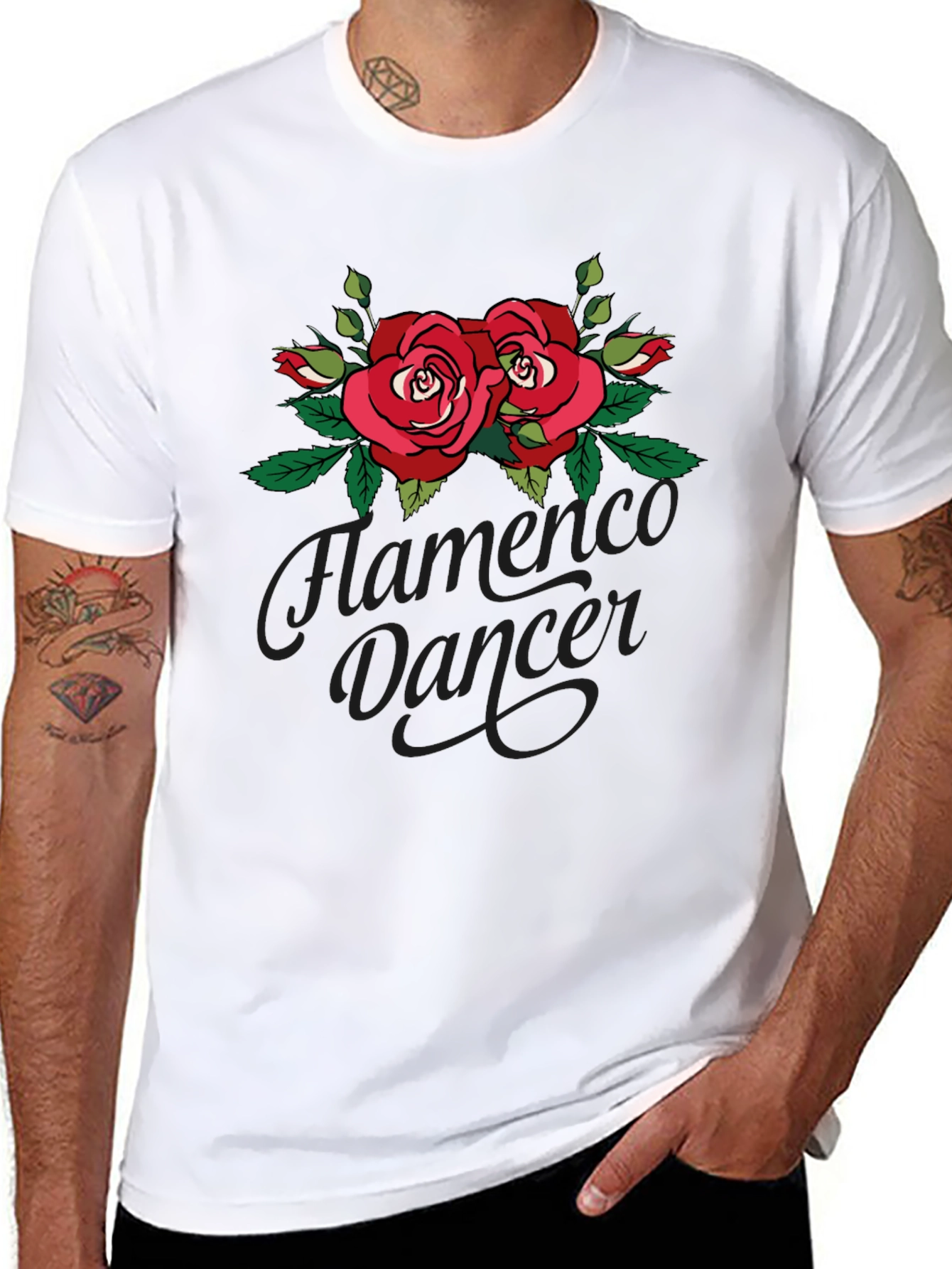 Flamenco Dancer Rose Graphic Black T-Shirt