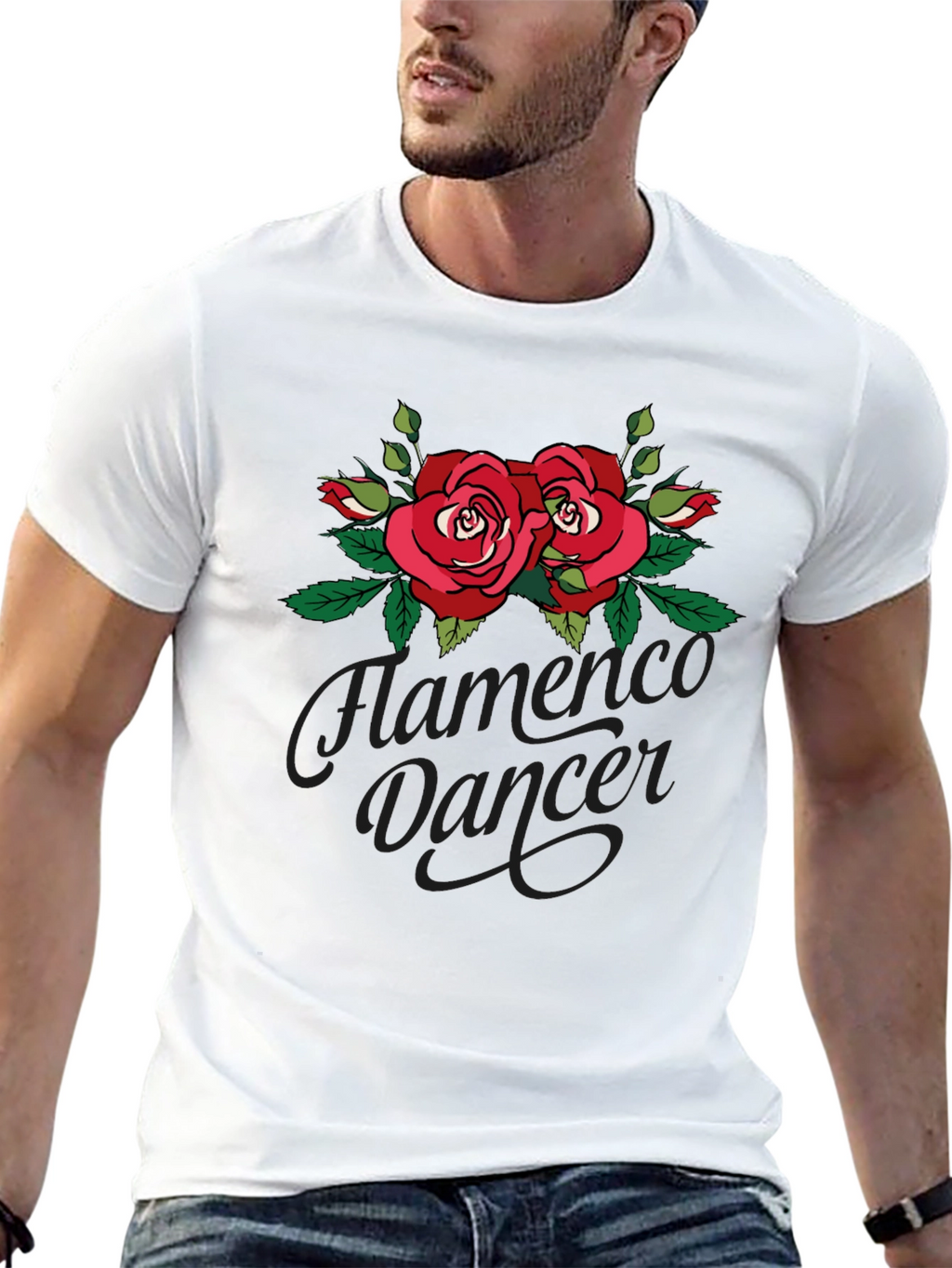 Flamenco Dancer Rose Graphic Black T-Shirt