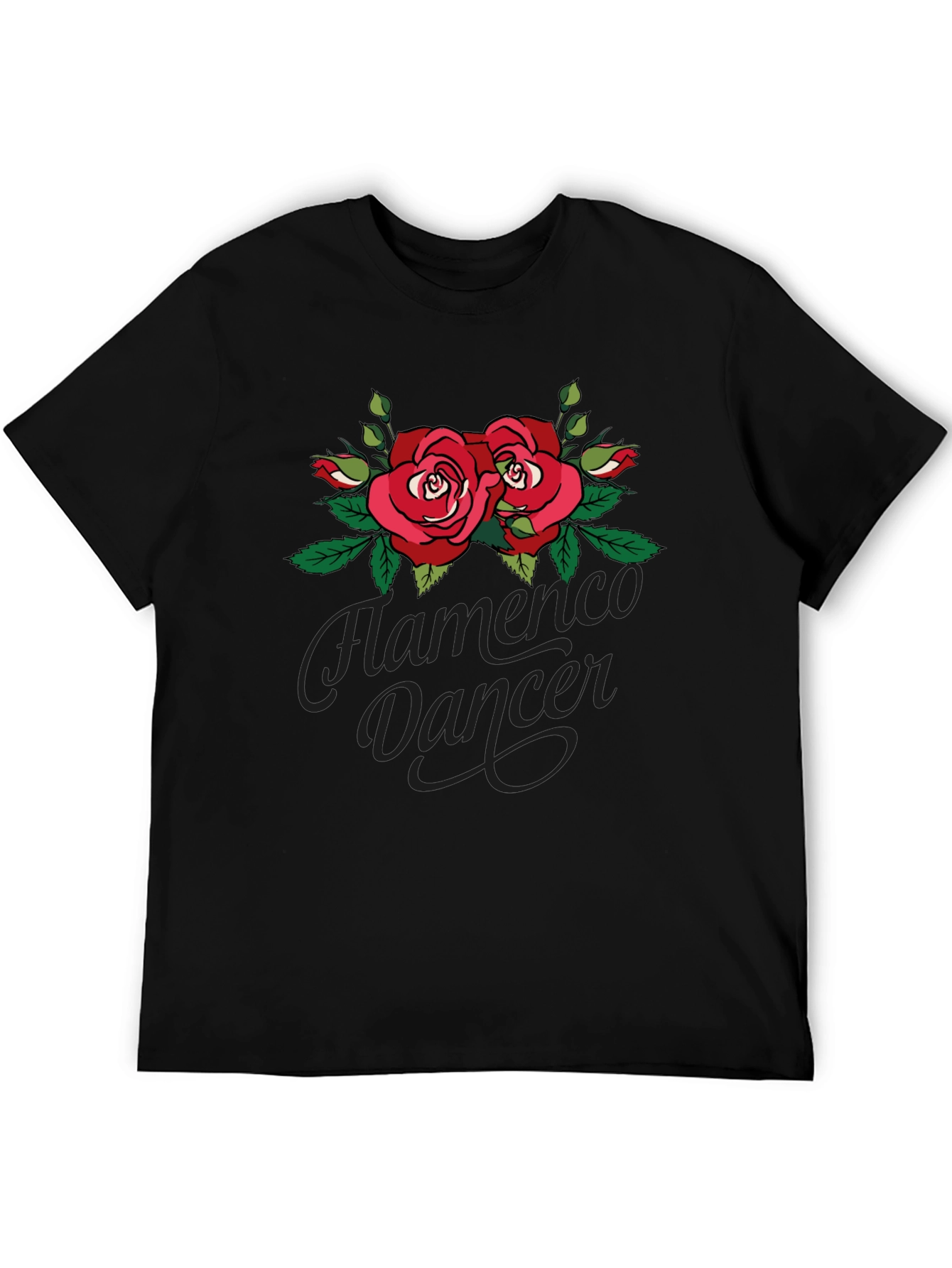 Flamenco Dancer Rose Graphic Black T-Shirt