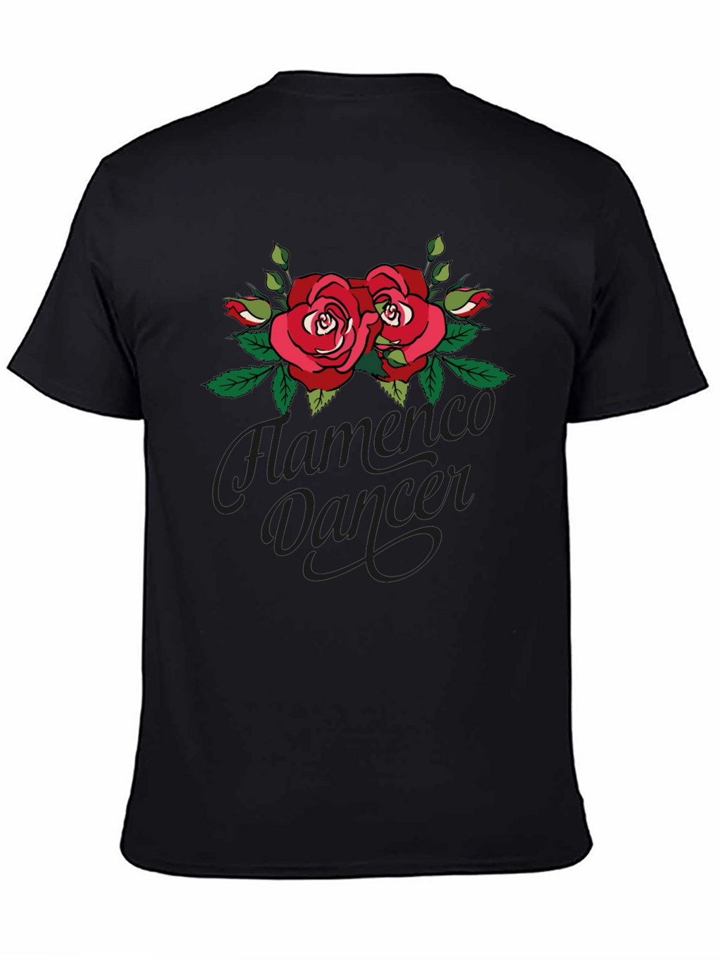 Flamenco Dancer Rose Graphic Black T-Shirt