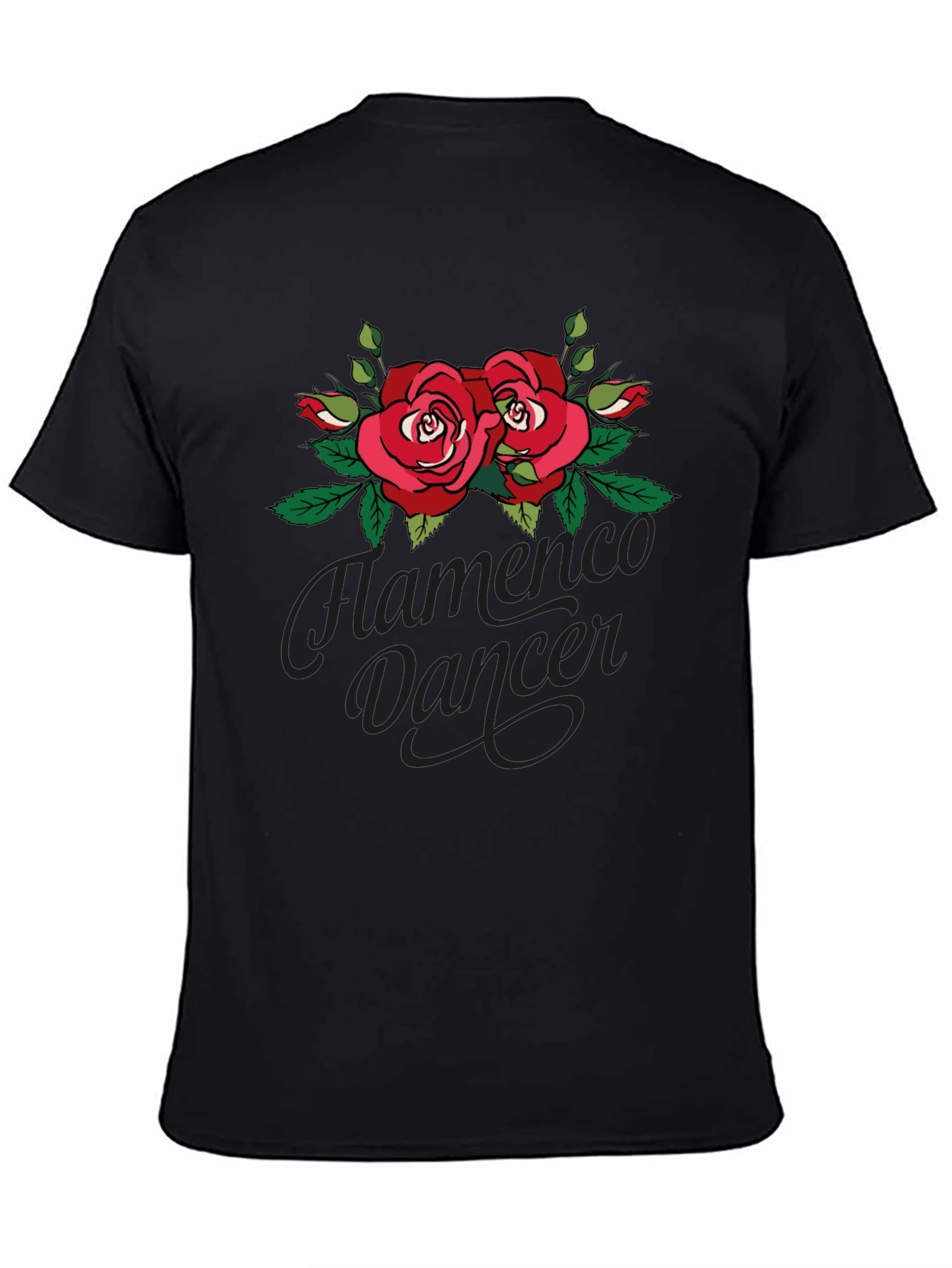 Flamenco Dancer Rose Graphic Black T-Shirt