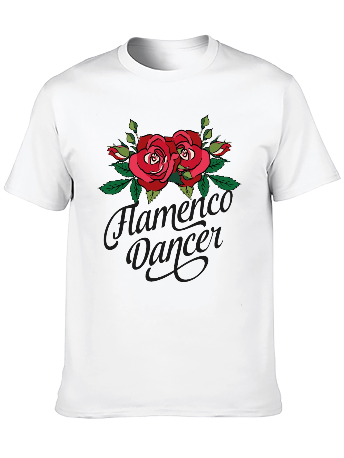 Flamenco Dancer Rose Graphic Black T-Shirt