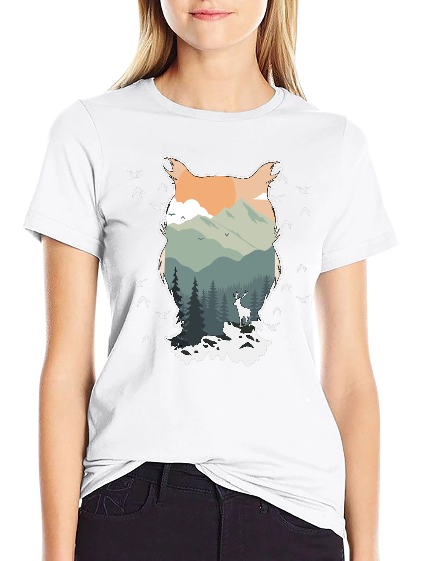Nature Owl Graphic Tee - Mens Black T-Shirt