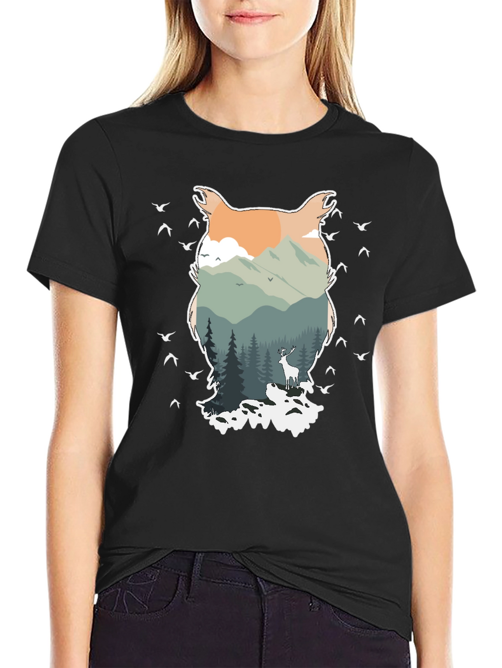 Nature Owl Graphic Tee - Mens Black T-Shirt