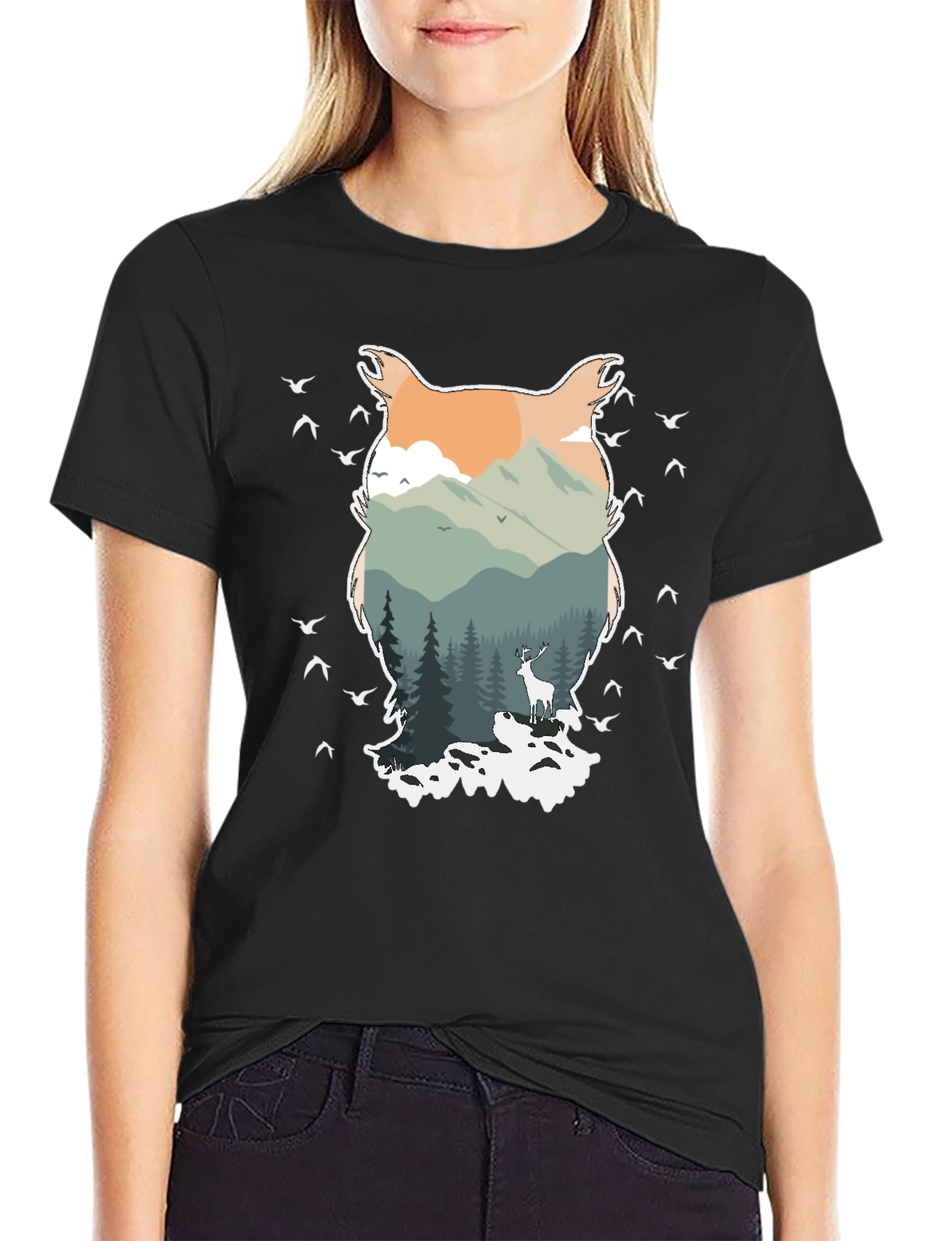 Nature Owl Graphic Tee - Mens Black T-Shirt
