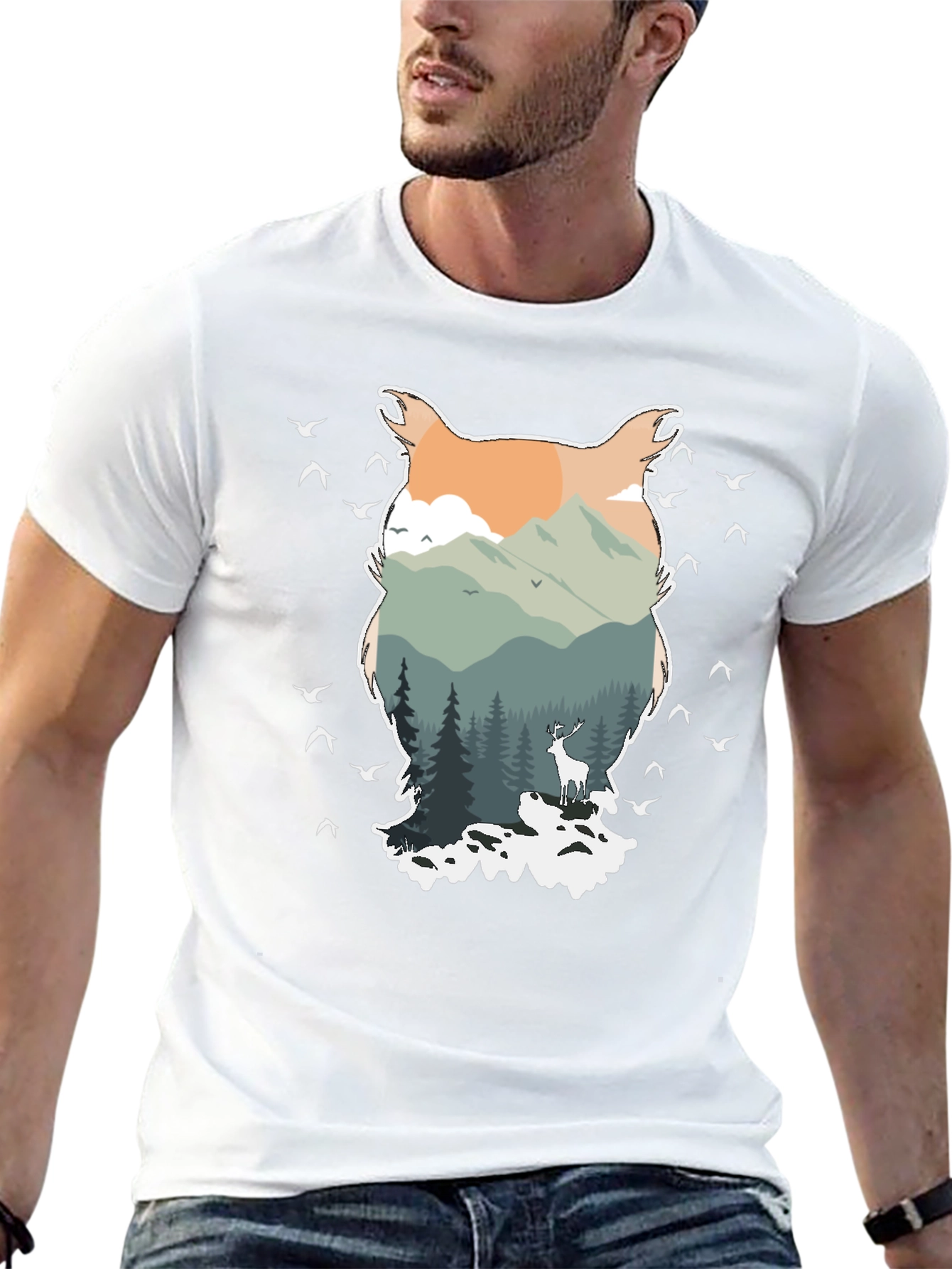 Nature Owl Graphic Tee - Mens Black T-Shirt