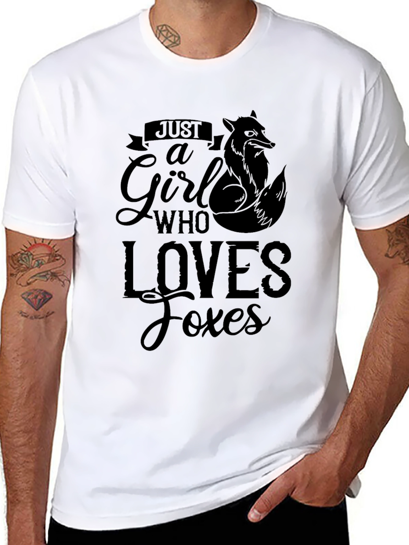 Just a Girl Who Loves Foxes - Black T-Shirt