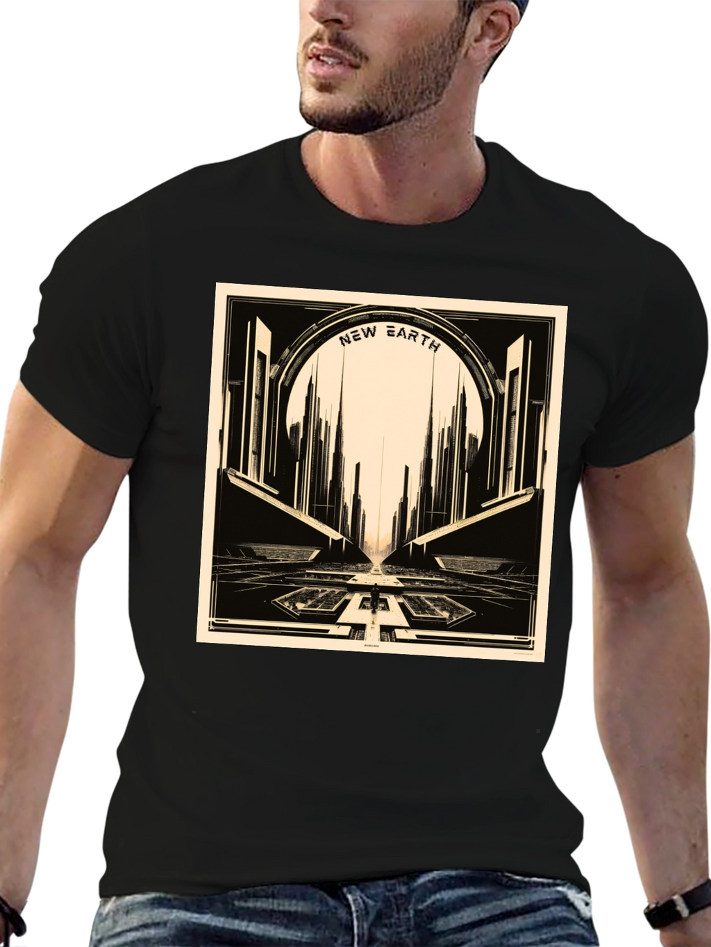 New Earth Graphic Tee - Retro Sci-Fi Style
