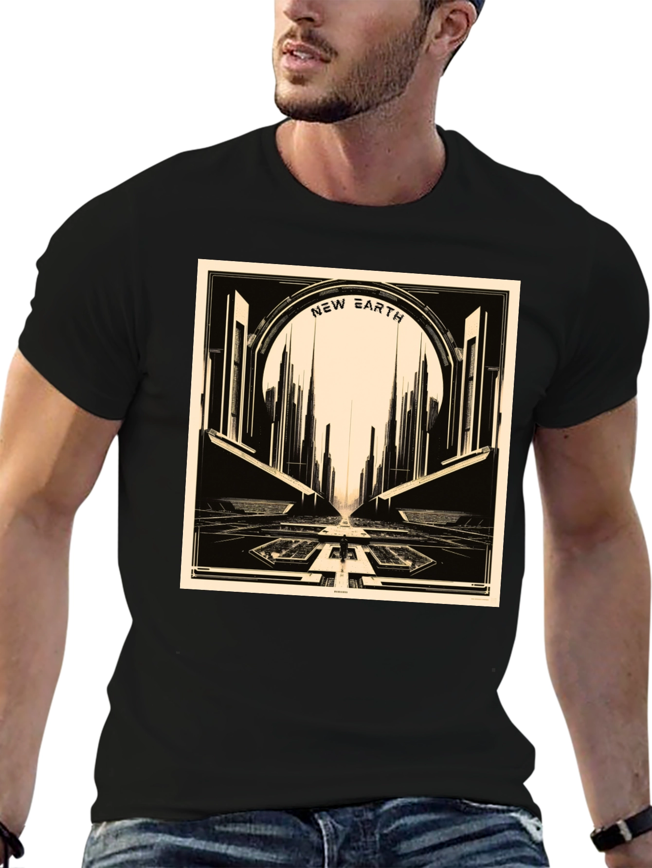 New Earth Graphic Tee - Retro Sci-Fi Style