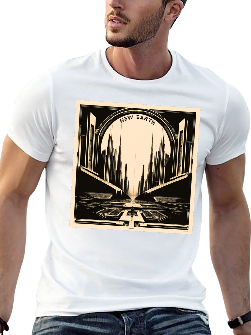 New Earth Graphic Tee - Retro Sci-Fi Style