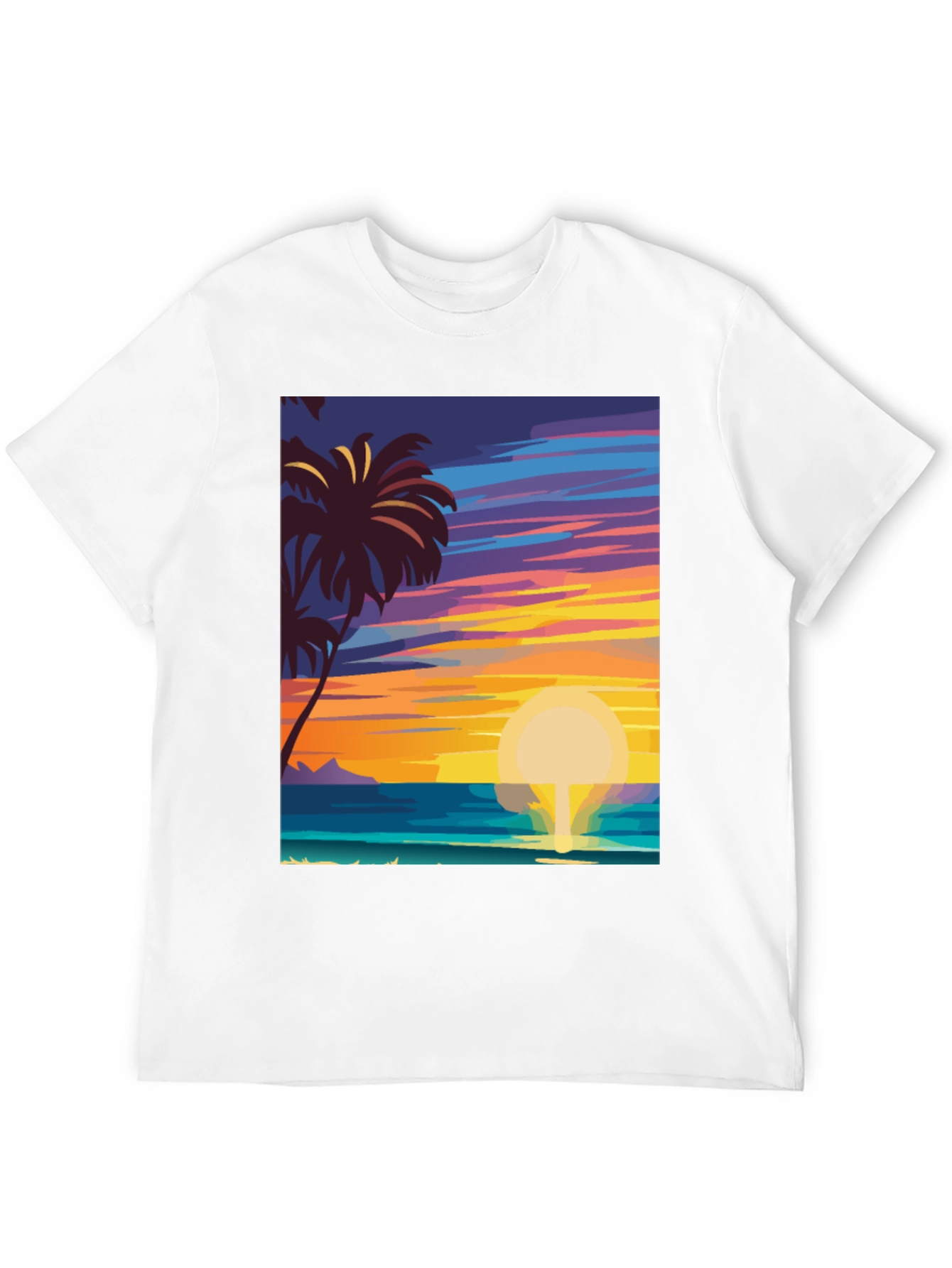 Tropical Sunset Graphic Tee - Island Vibes Black T-Shirt