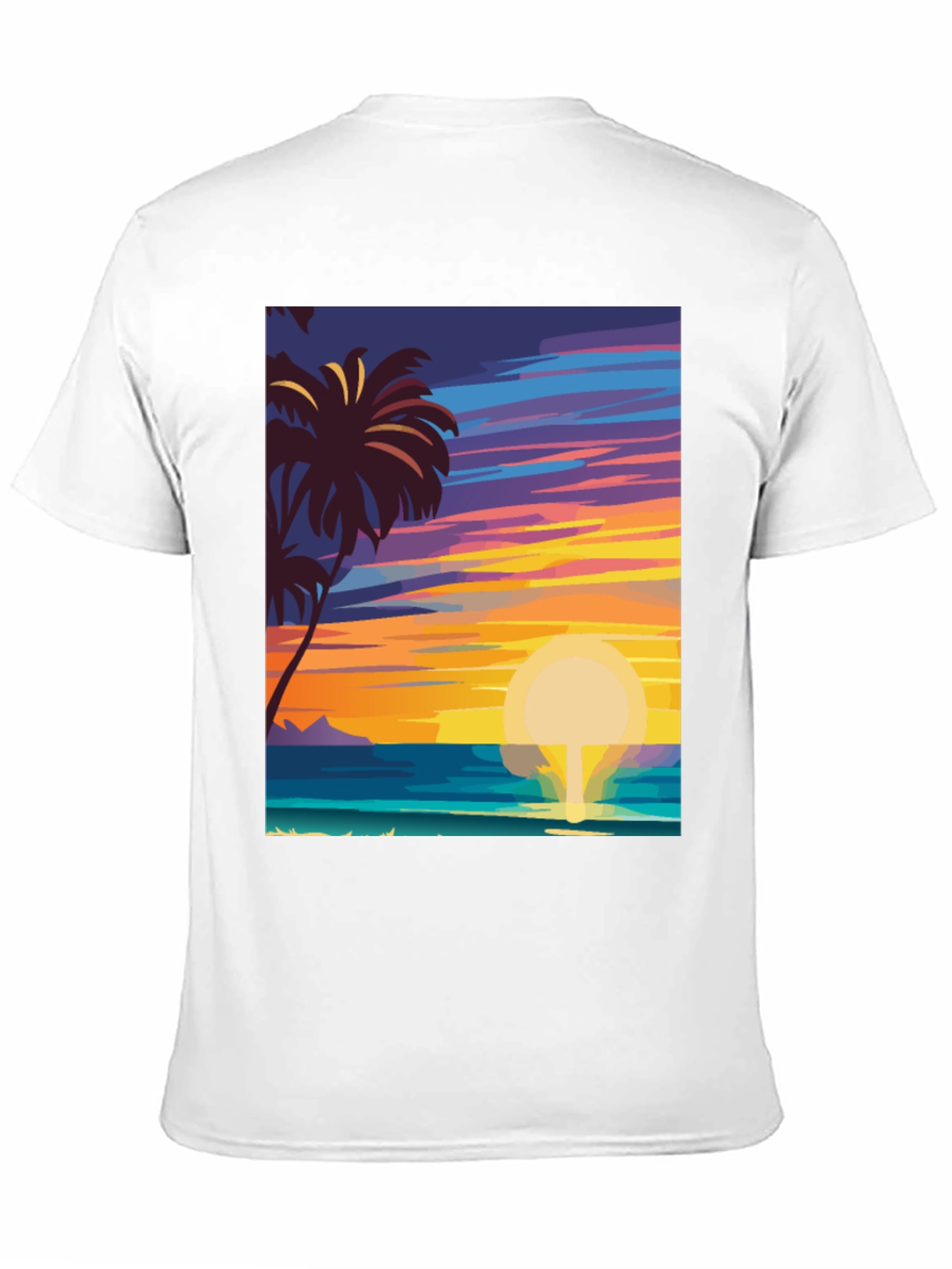 Tropical Sunset Graphic Tee - Island Vibes Black T-Shirt