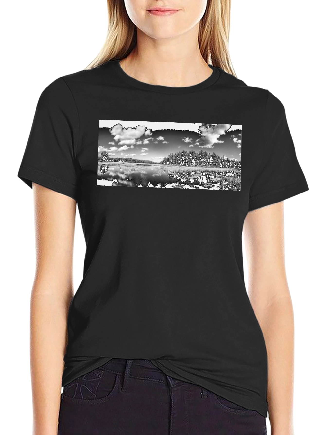 Monochrome Landscape Graphic T-Shirt