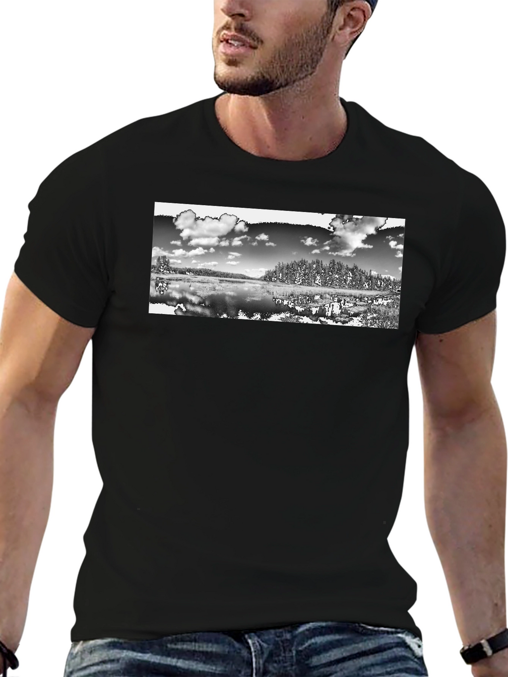 Monochrome Landscape Graphic T-Shirt