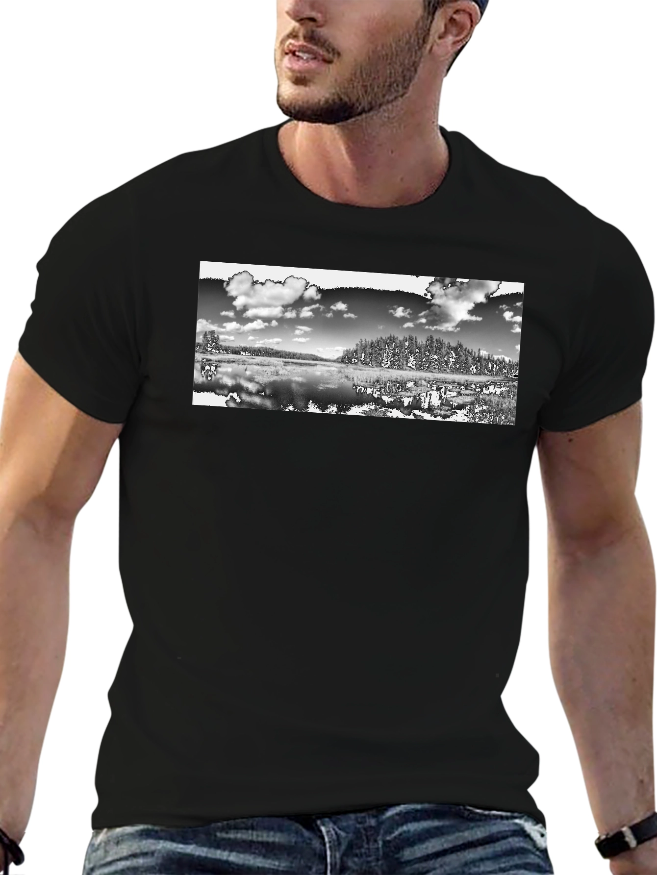Monochrome Landscape Graphic T-Shirt