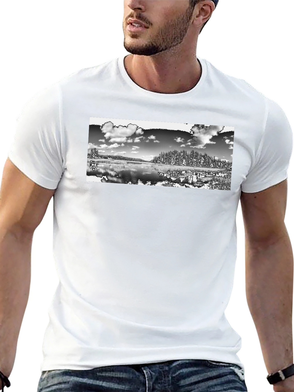 Monochrome Landscape Graphic T-Shirt